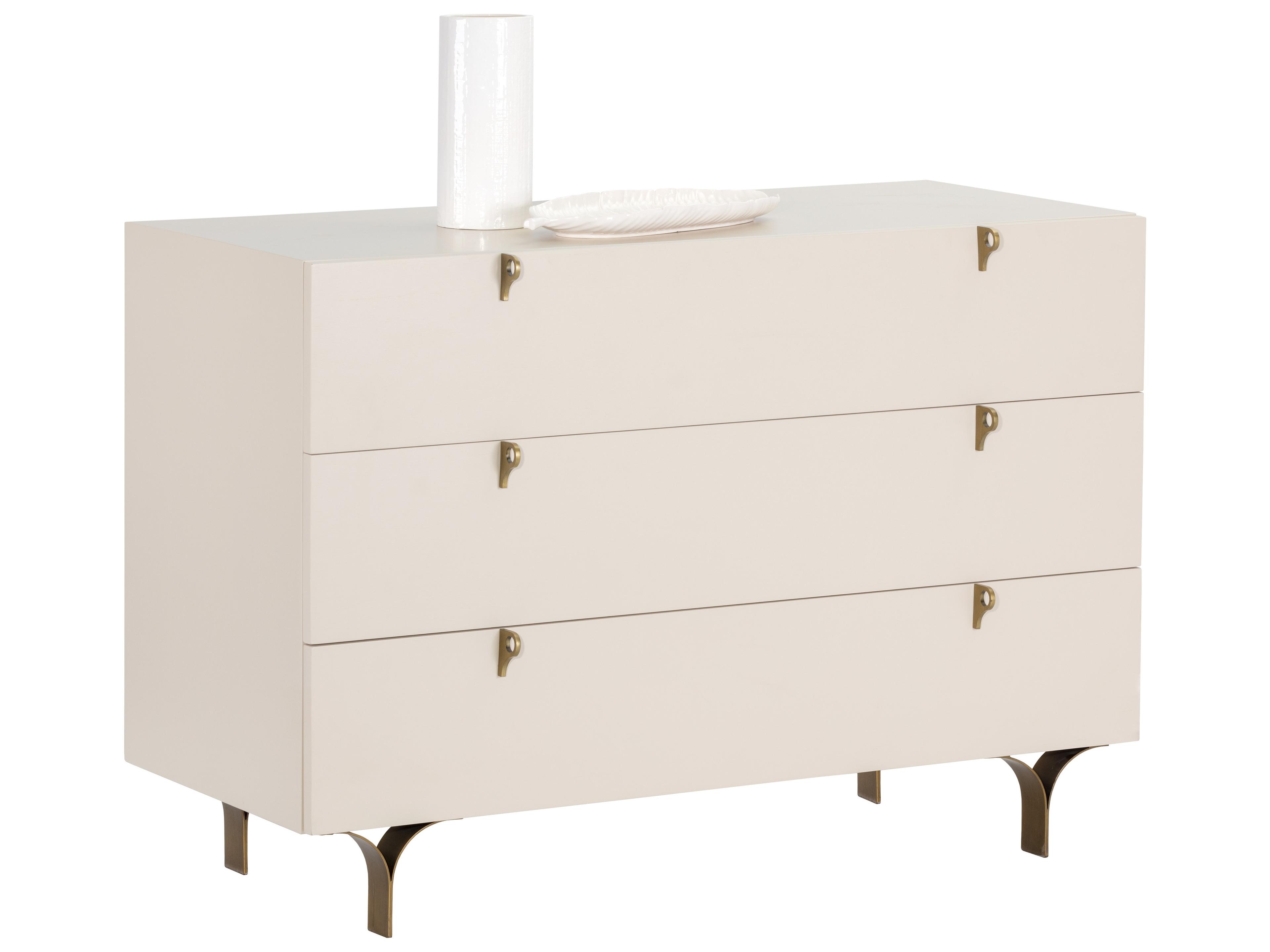 Sunpan Zenn Celine 3-Drawers White Rubberwood Dresser