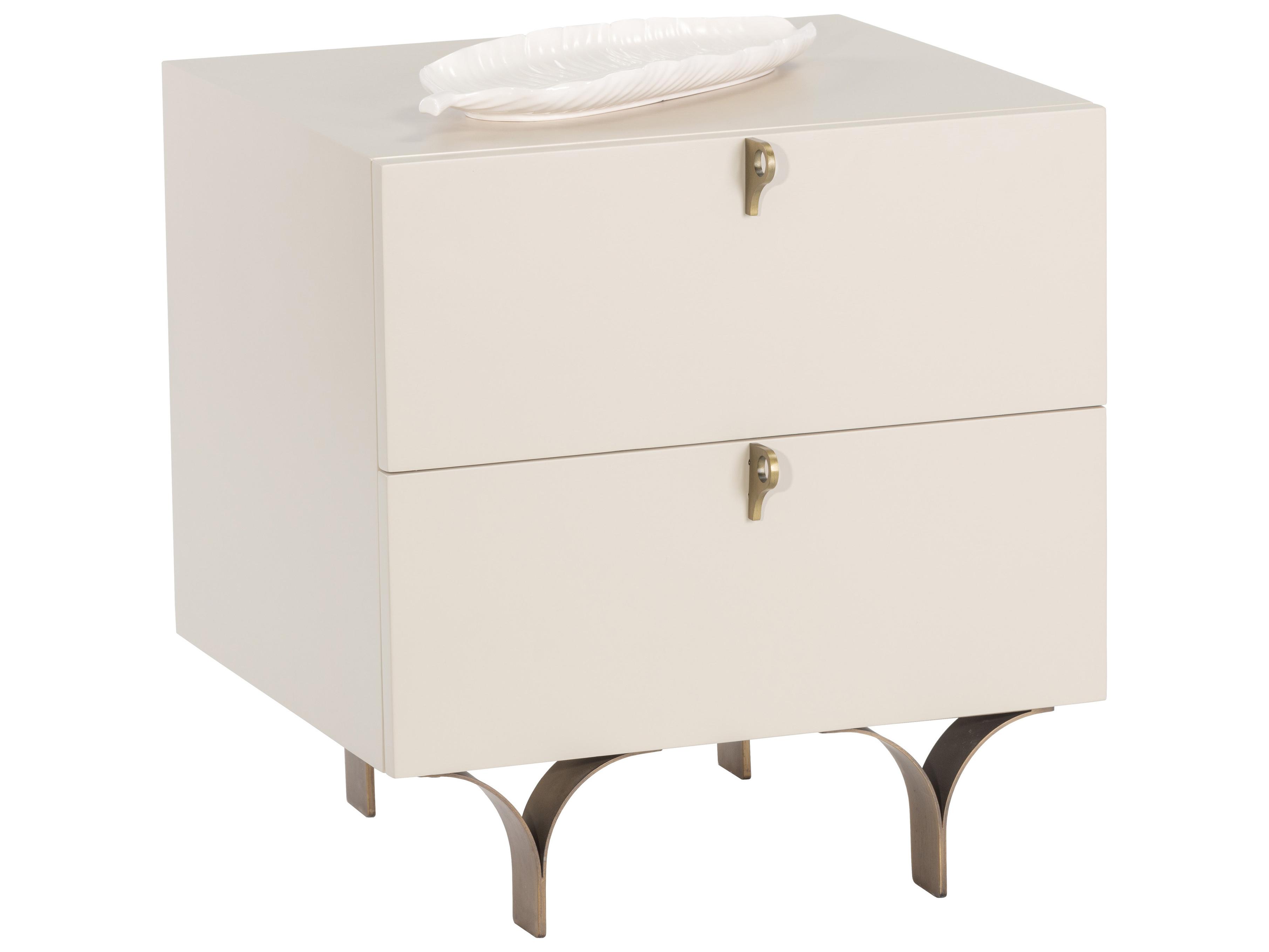 Sunpan Zenn Celine 2-Drawers White Acacia Wood Nightstand