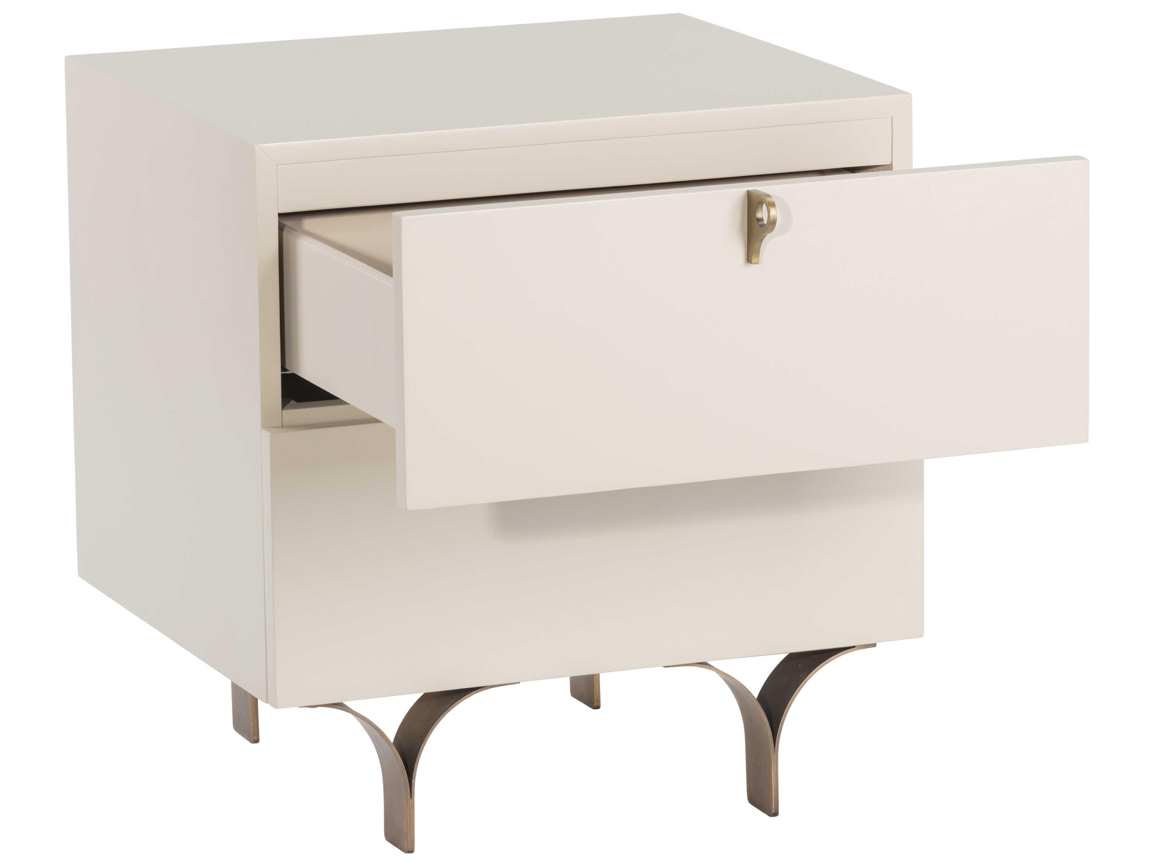Sunpan Zenn Celine 2-Drawers White Acacia Wood Nightstand