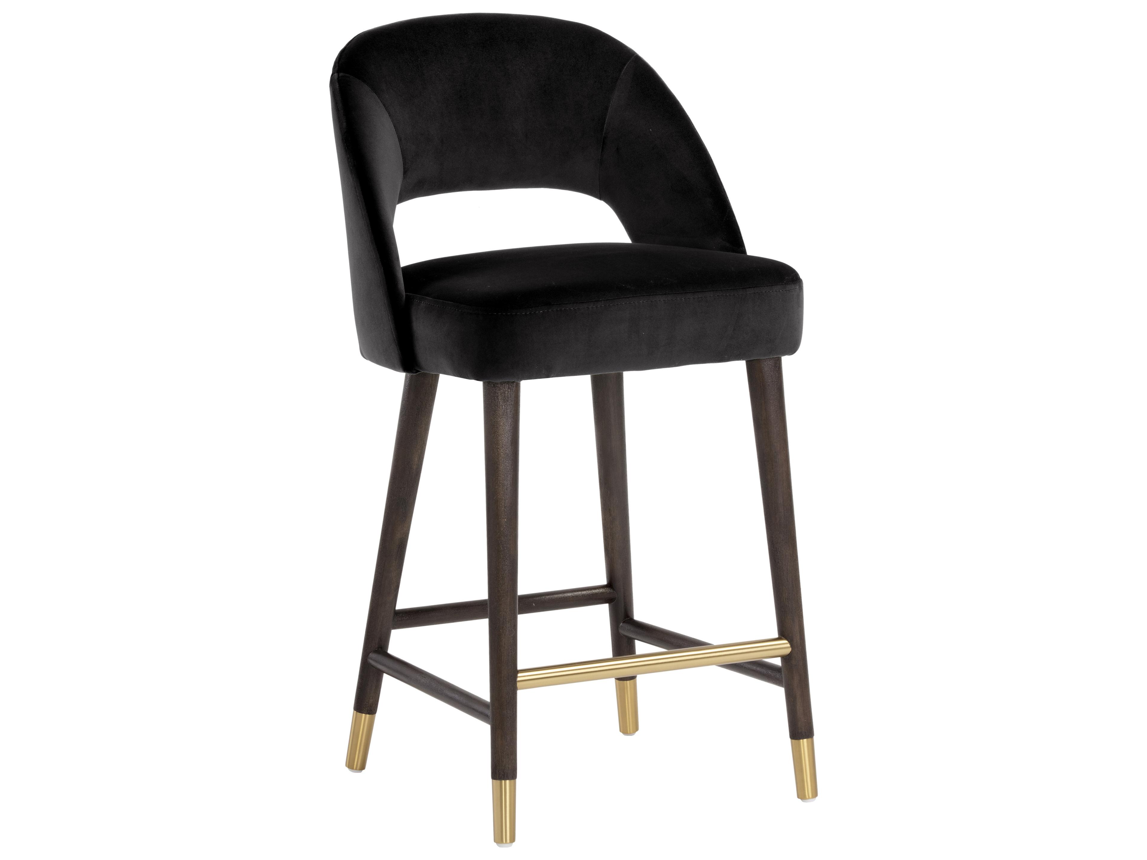 Sunpan 5west Monae Upholstered Birch Wood Abbington Black Brown Counter Stool