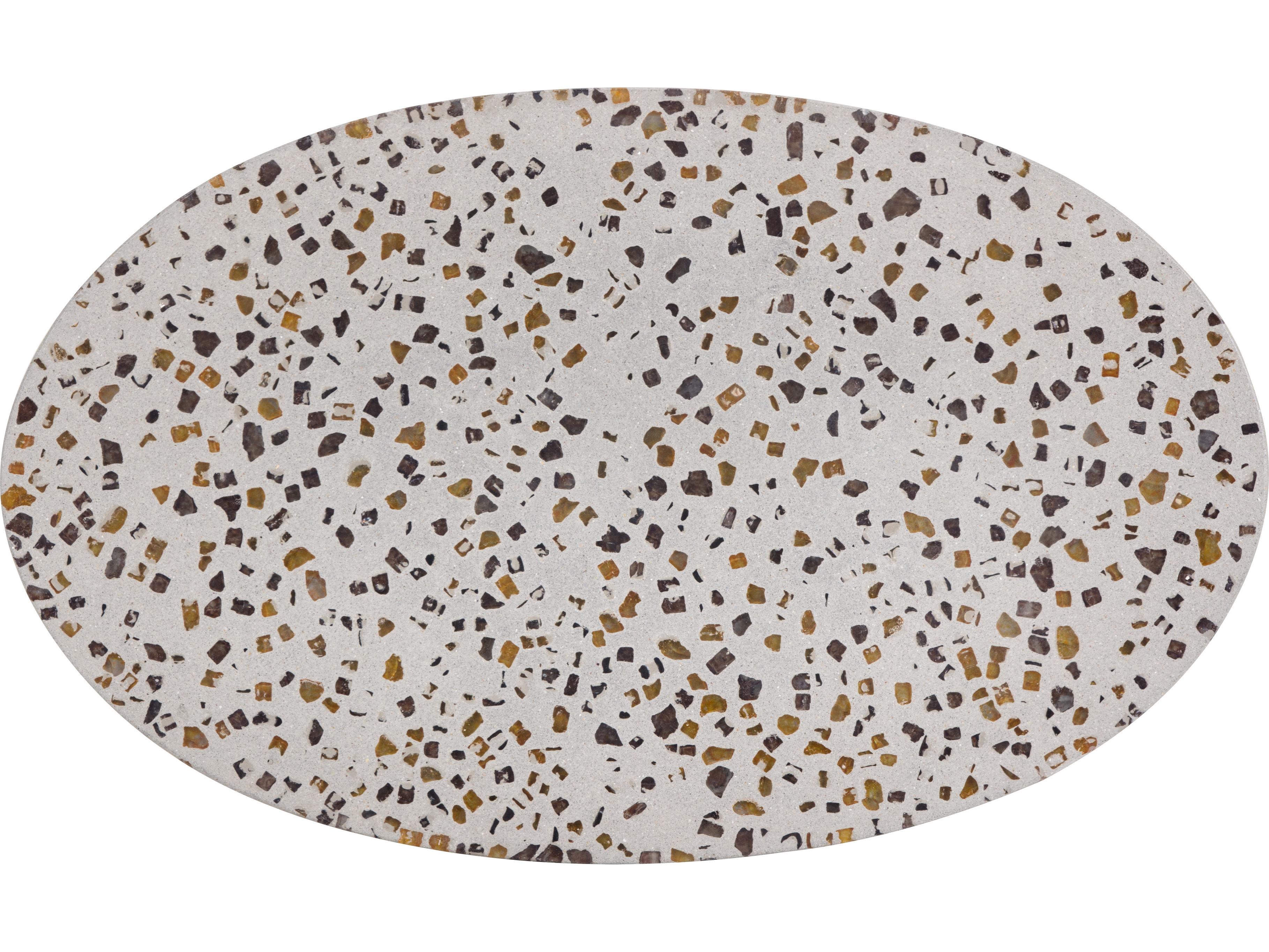 Sunpan Solterra Carment Oval Stone Grey Brushed Brass End Table