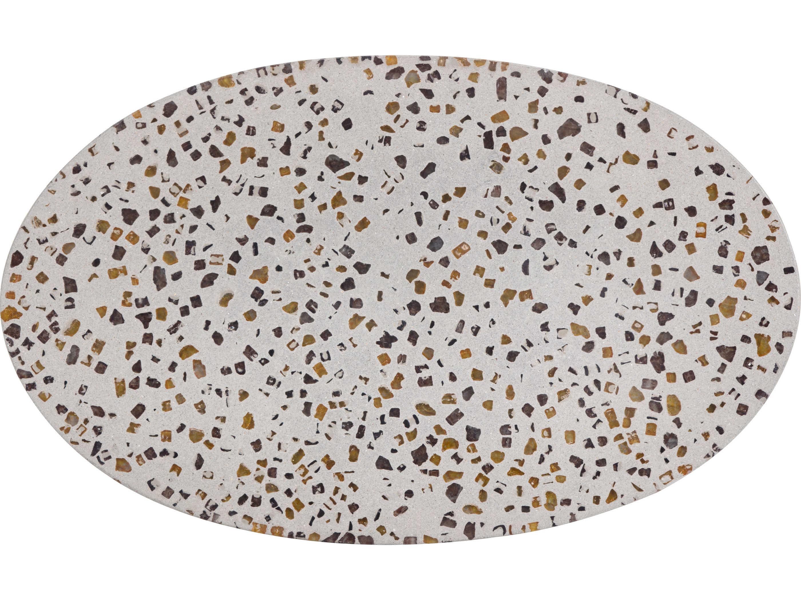 Sunpan Solterra Carment Oval Stone Grey Brushed Brass End Table