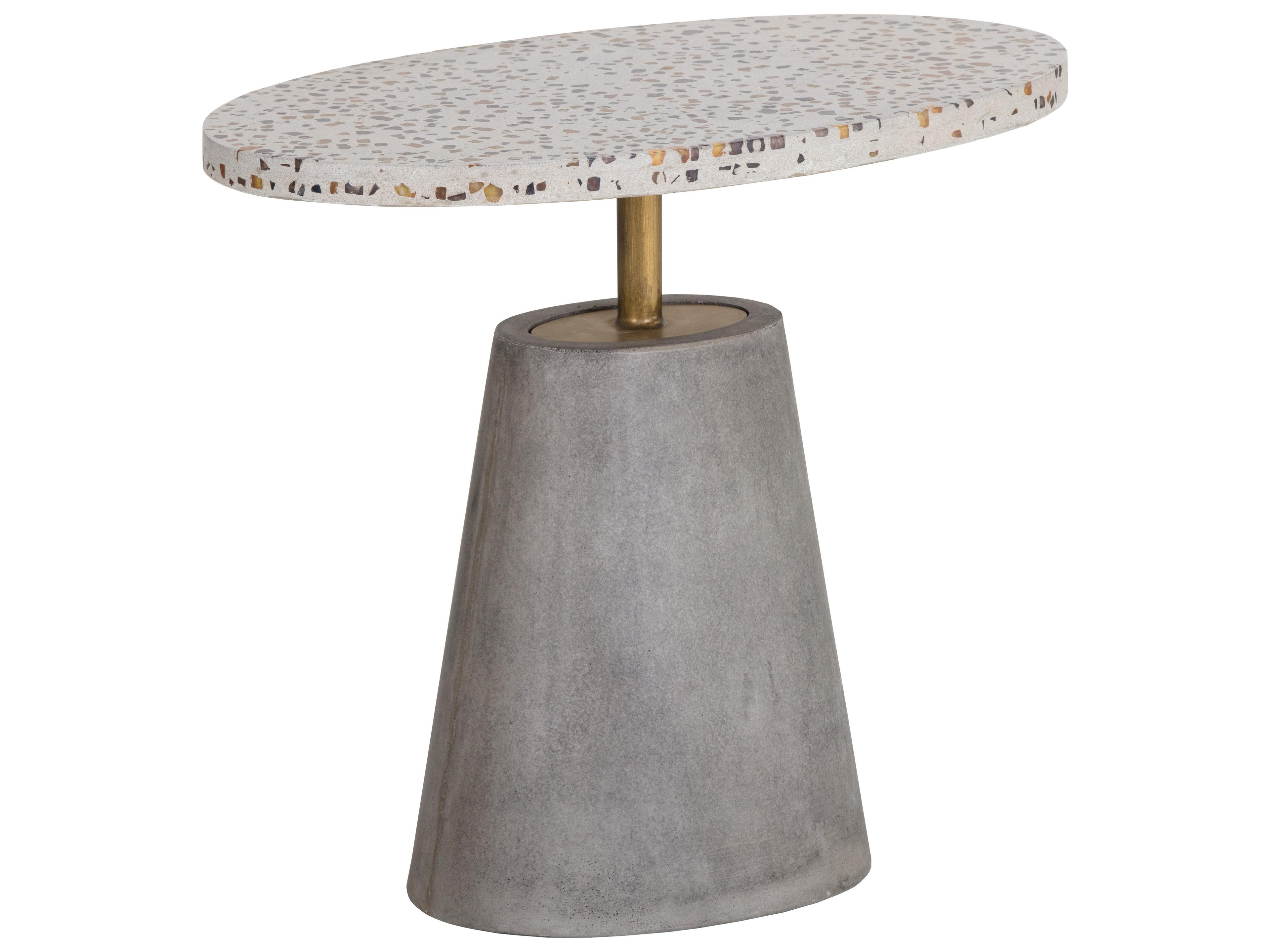Sunpan Solterra Carment Oval Stone Grey Brushed Brass End Table