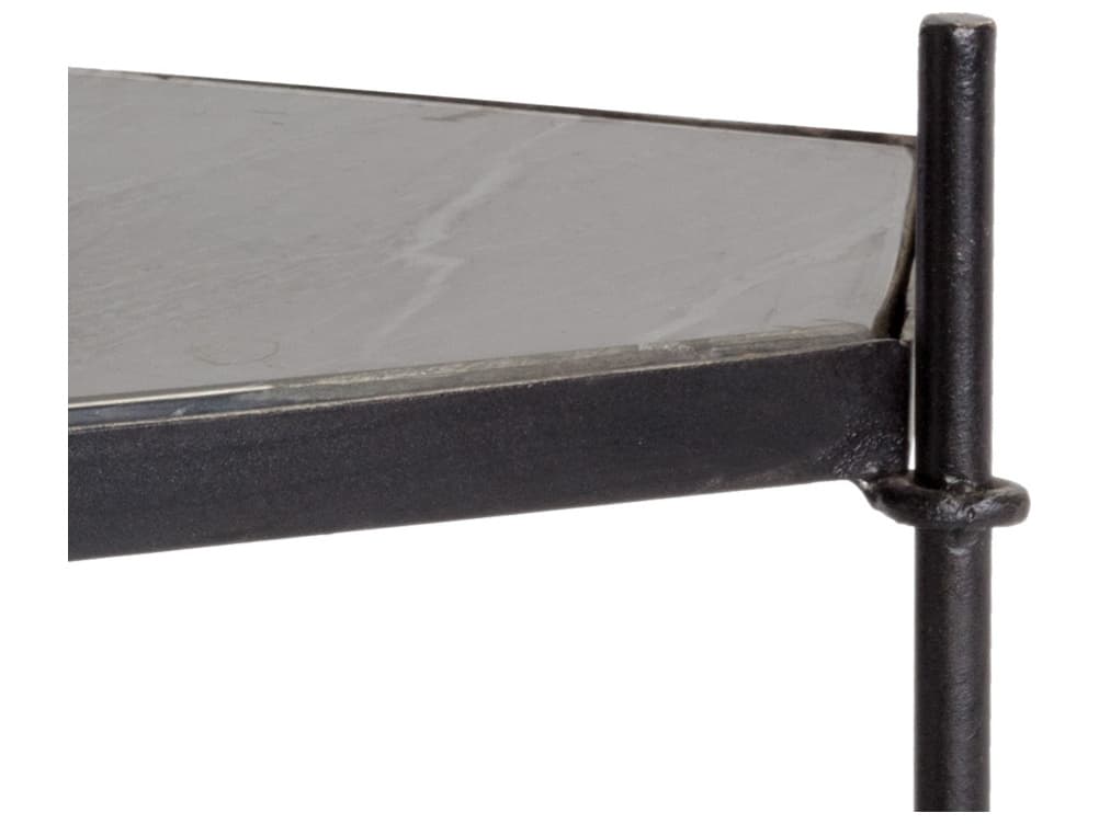 Sunpan Hexall Round Marble Black Antique Brass End Table