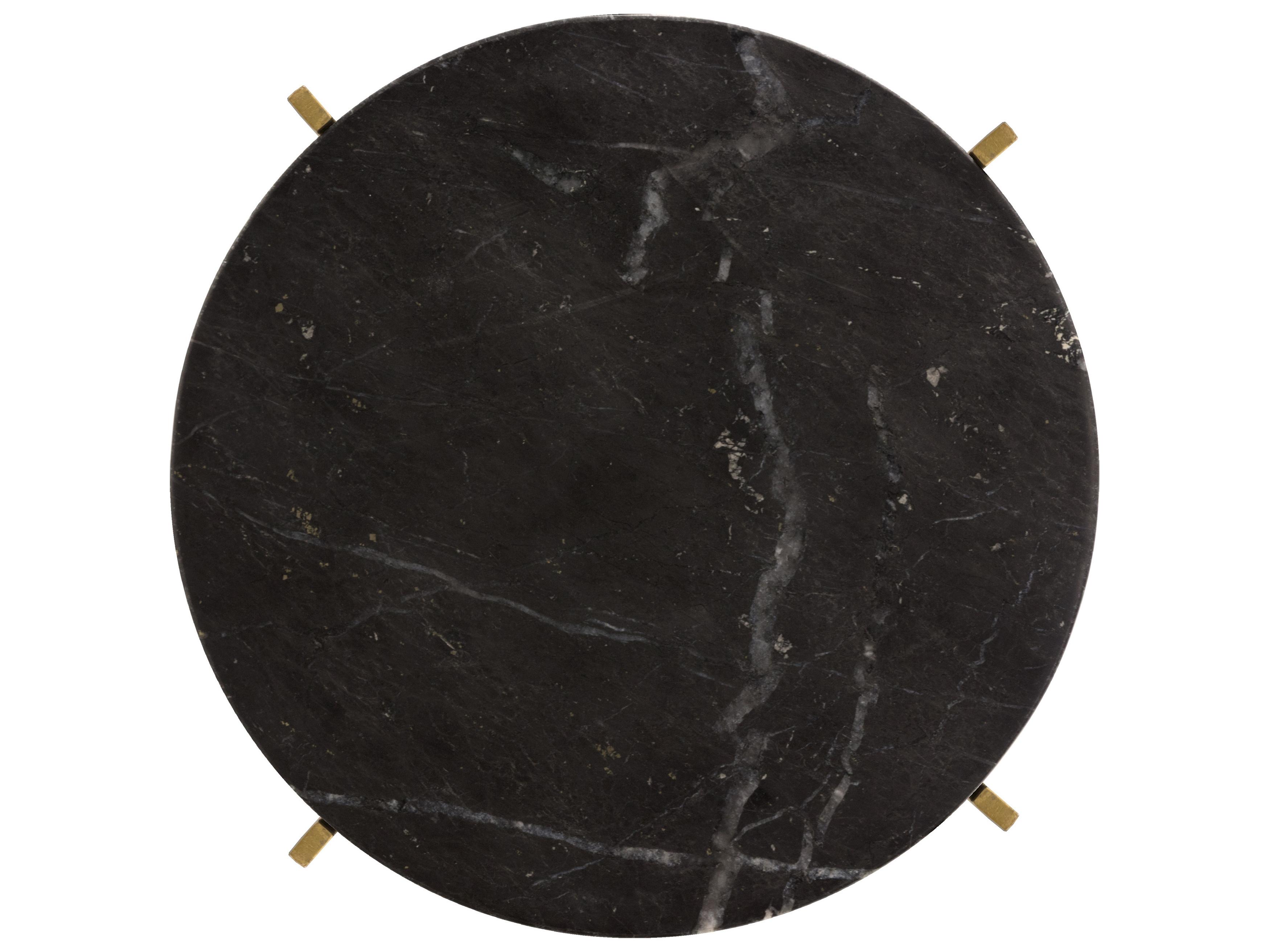 Sunpan Anak Round Marble Black Antique Brass End Table