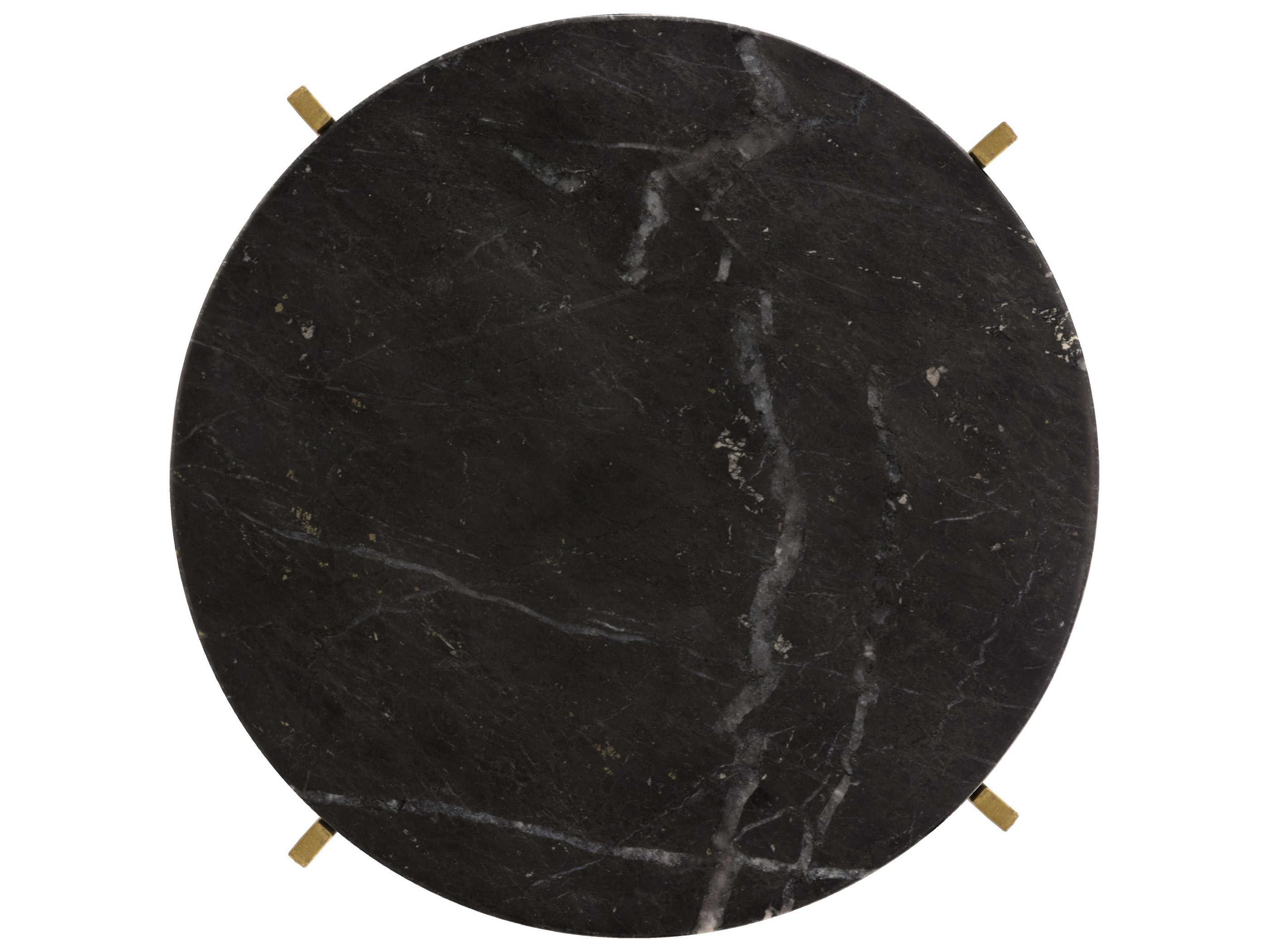 Sunpan Anak Round Marble Black Antique Brass End Table