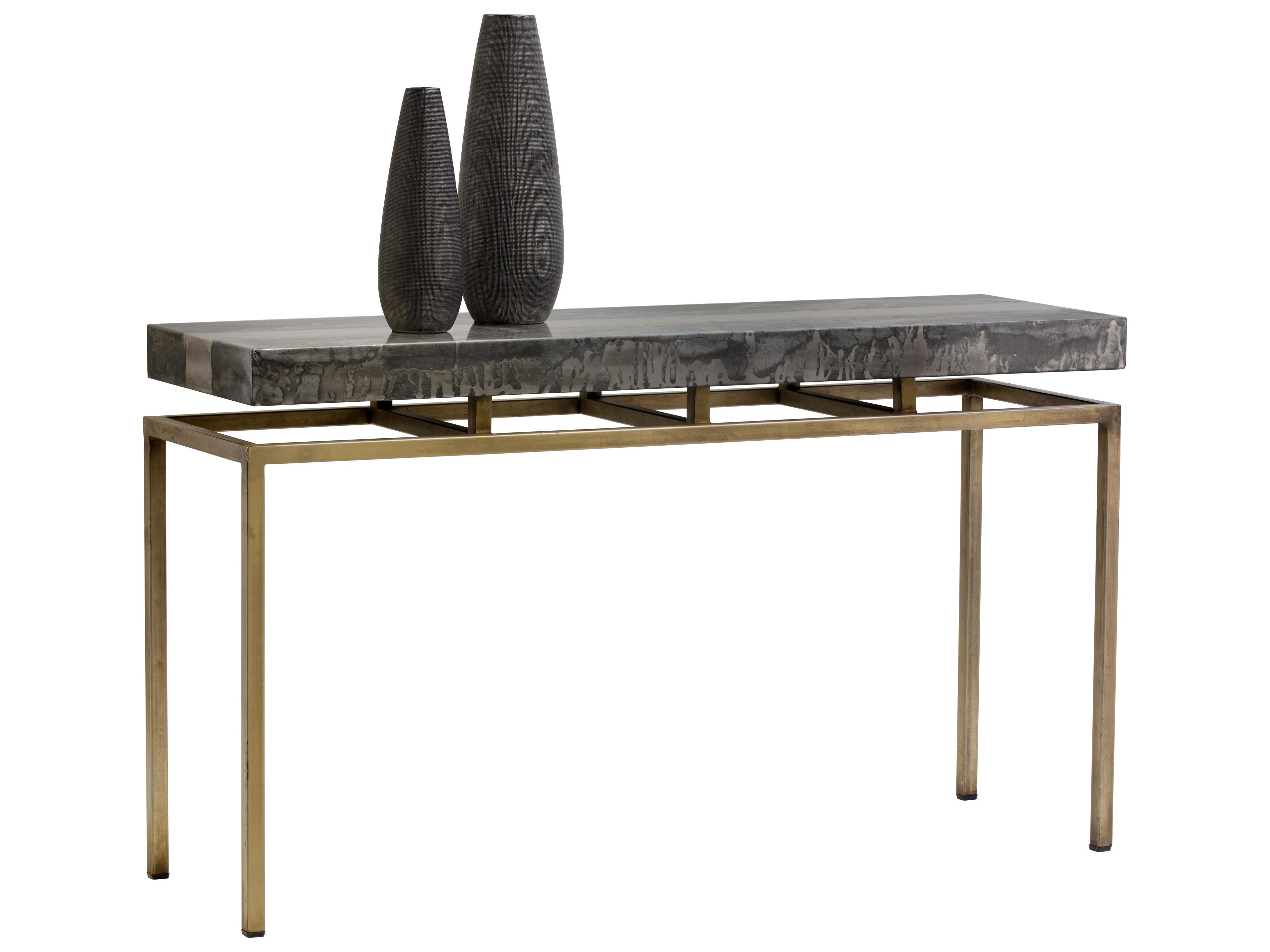 Sunpan Toreno Rectangular Marble Black Antique Brass Console Table