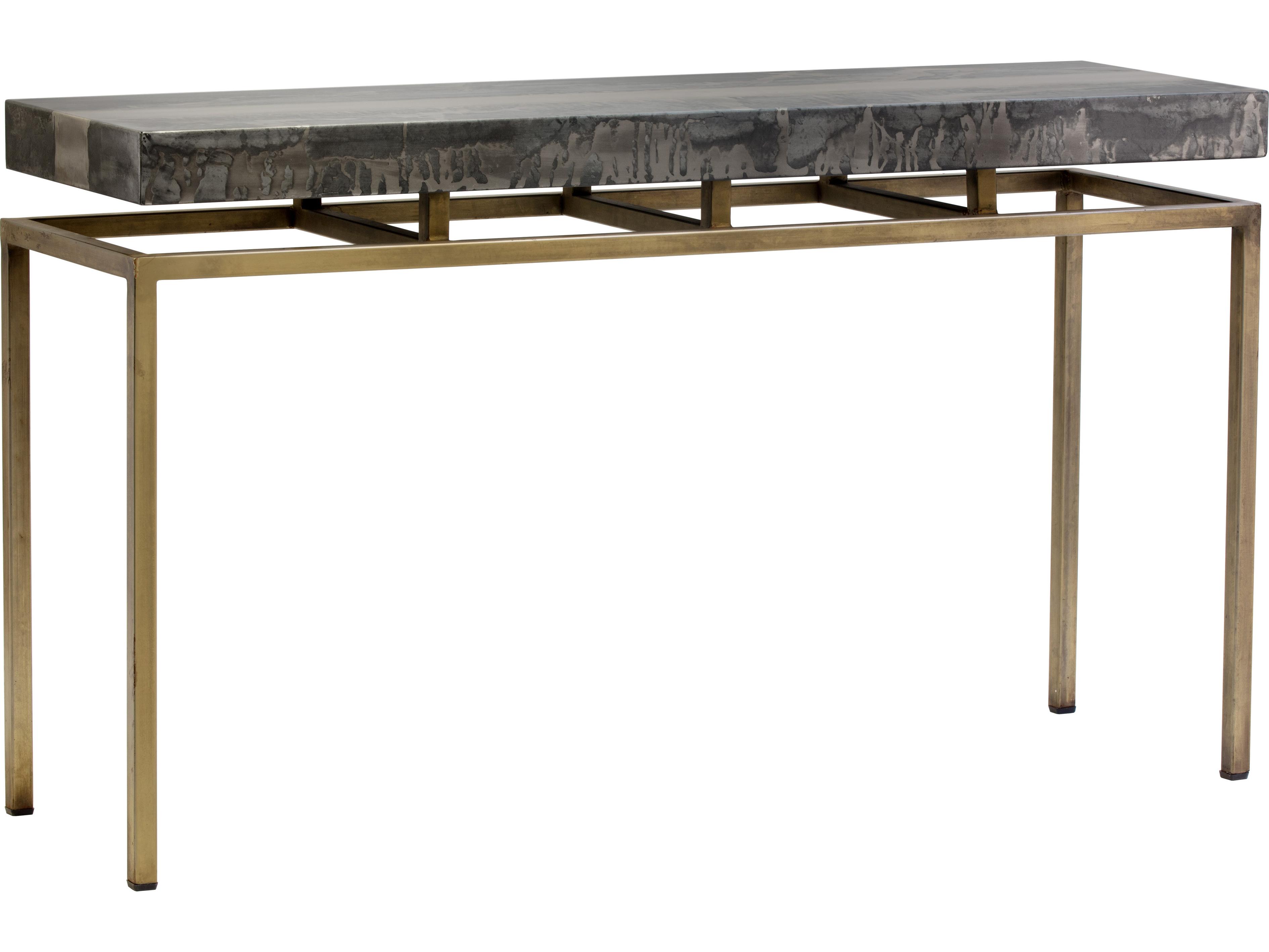 Sunpan Toreno Rectangular Marble Black Antique Brass Console Table