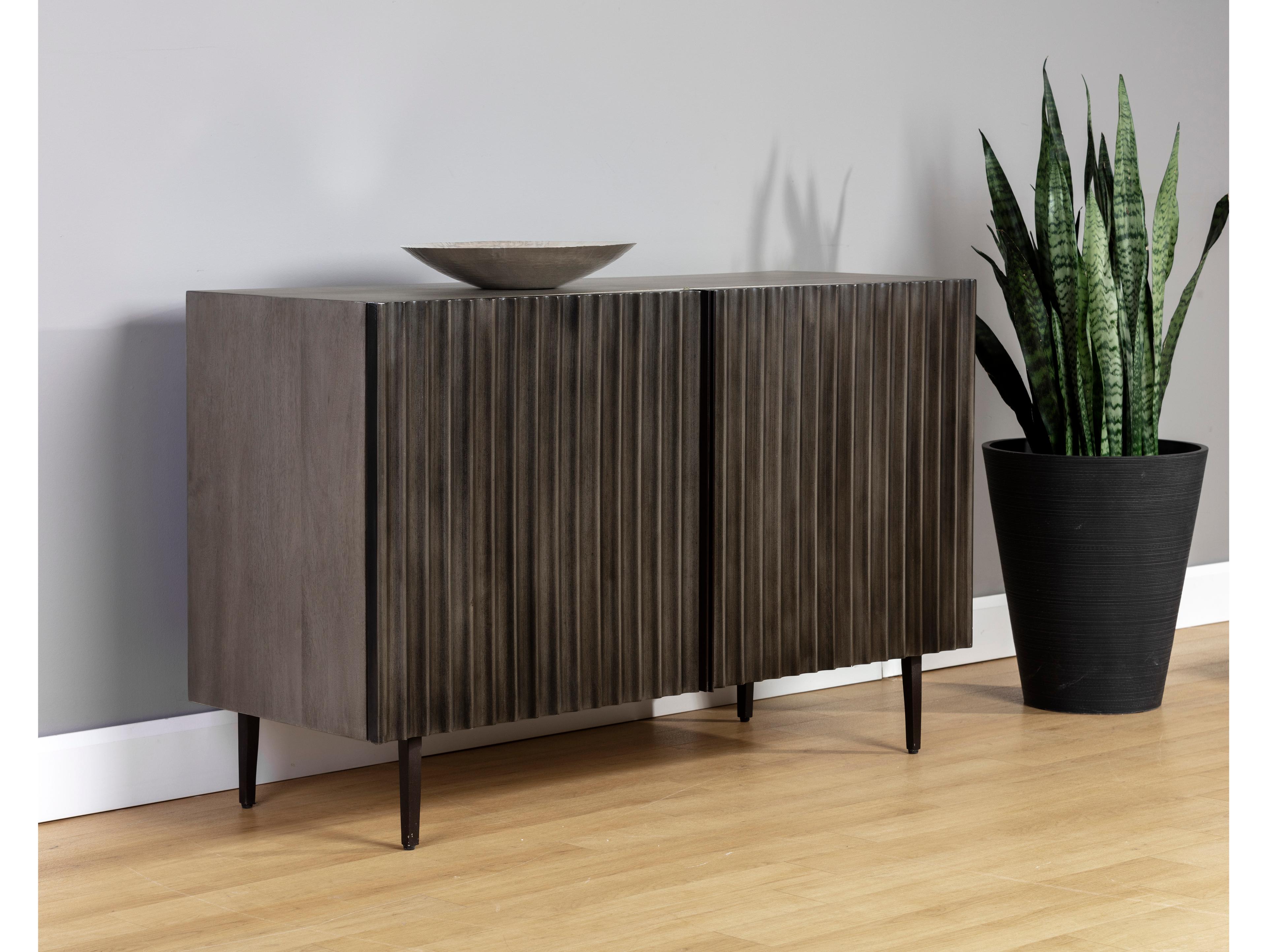 Sunpan Carlin 48" Mango Wood Grey Antique Brass Sideboard