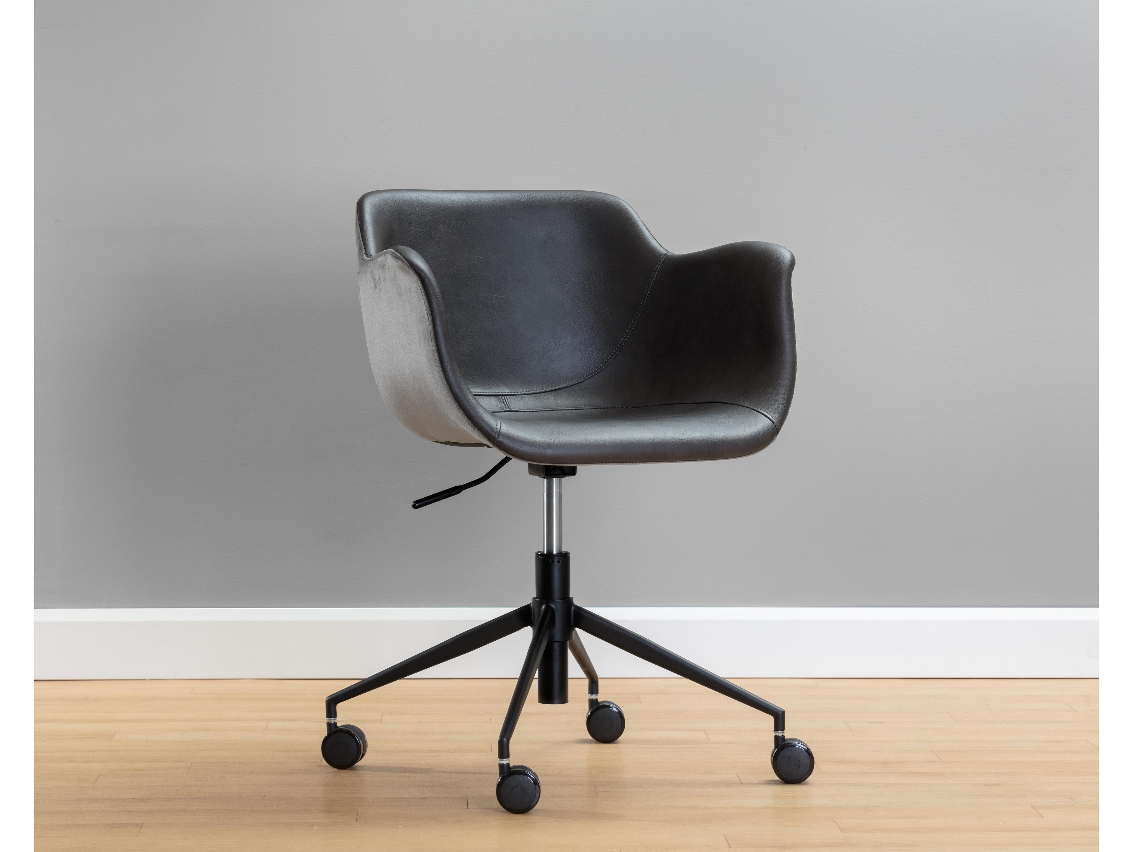 Sunpan Junction Gray Faux Leather Adjustable Swivel Computer Office Chair