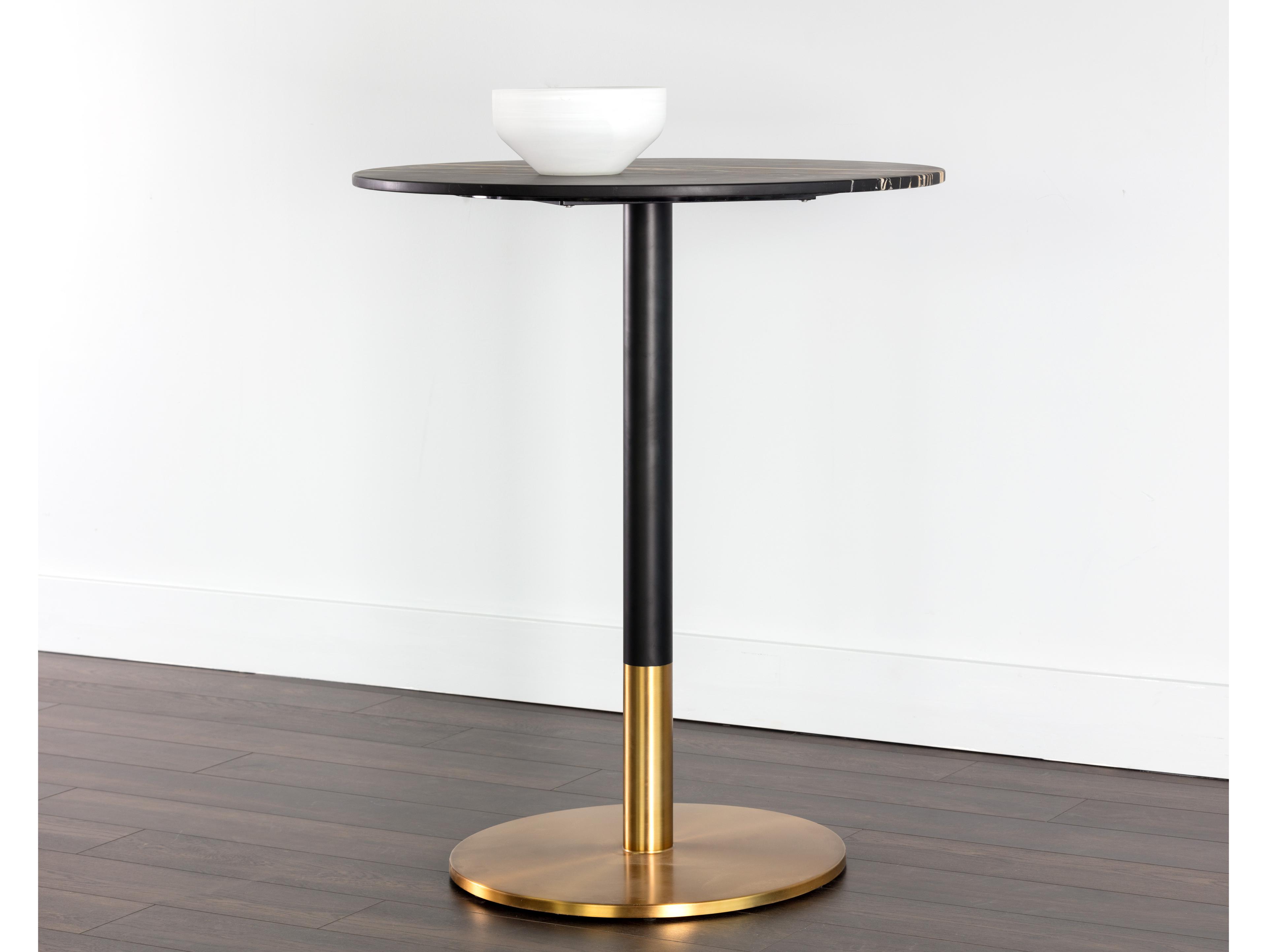 Sunpan Ikon Black Gold Round Marble Bar Table