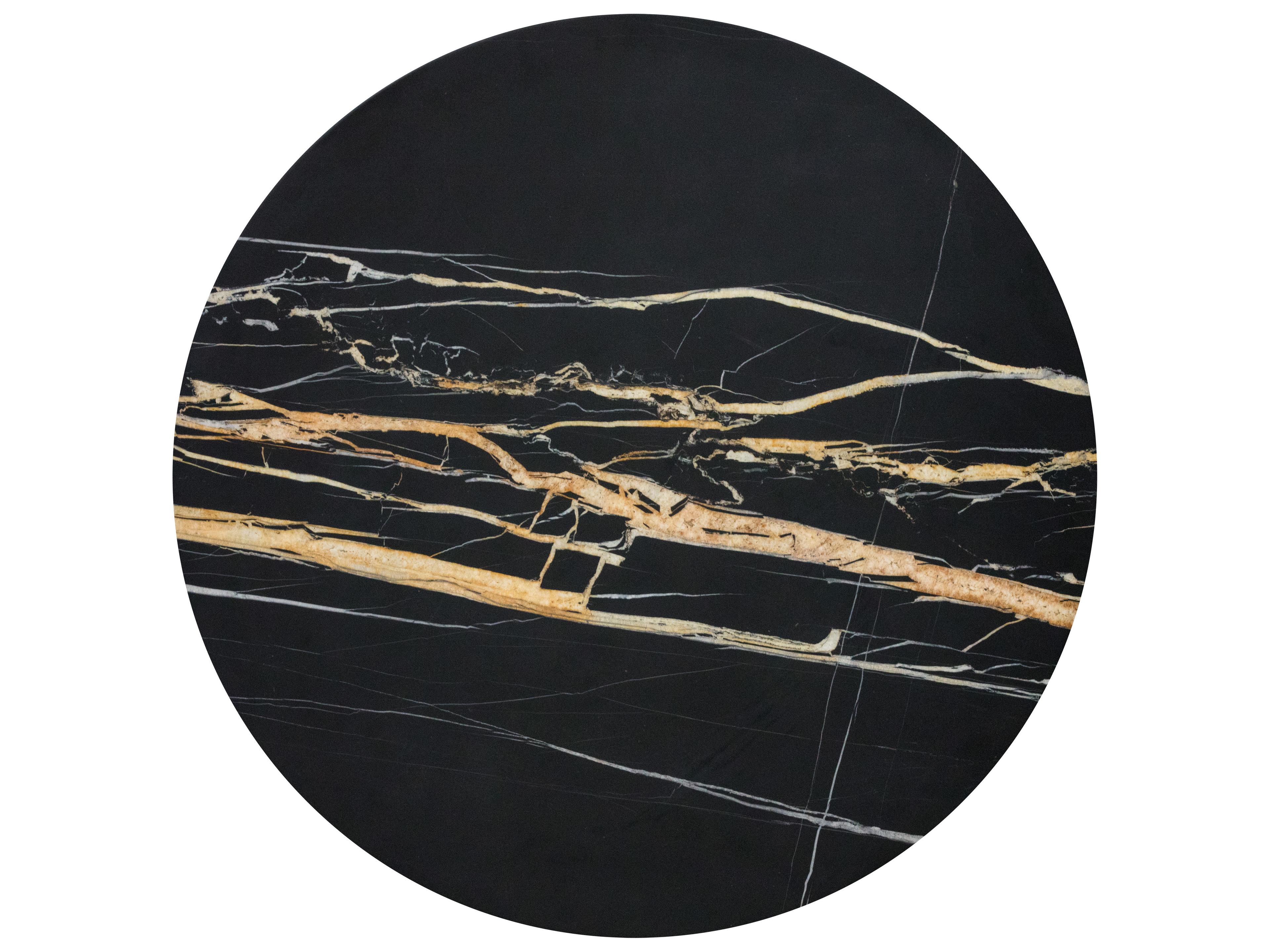 Sunpan Ikon Black Gold Round Marble Bar Table