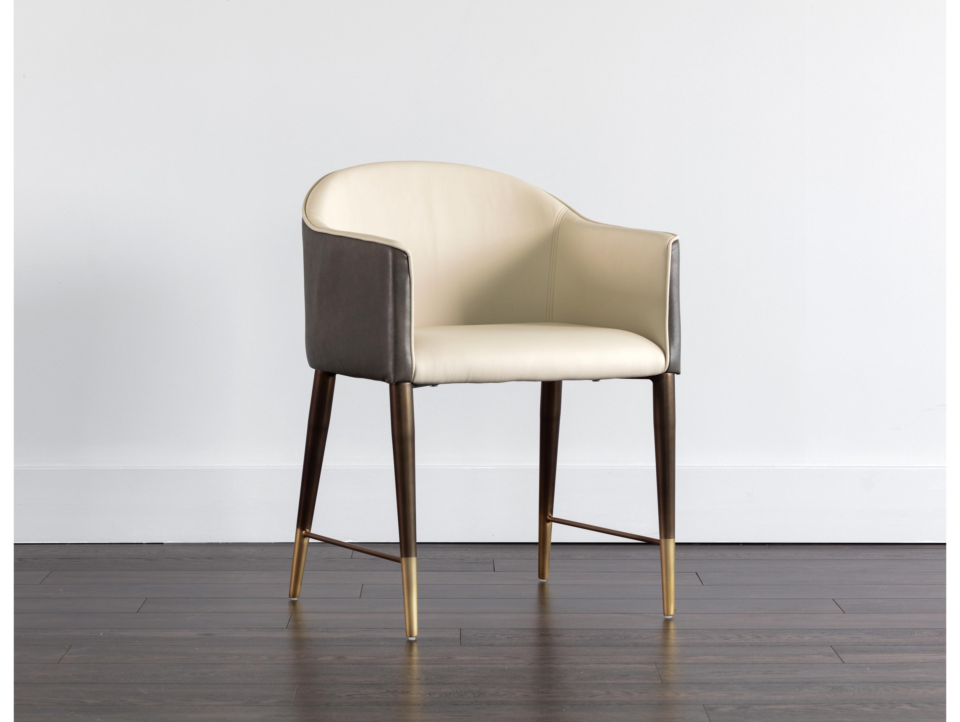 Sunpan Kylin Dining Armchair in Dillon Cream / Bravo Ash