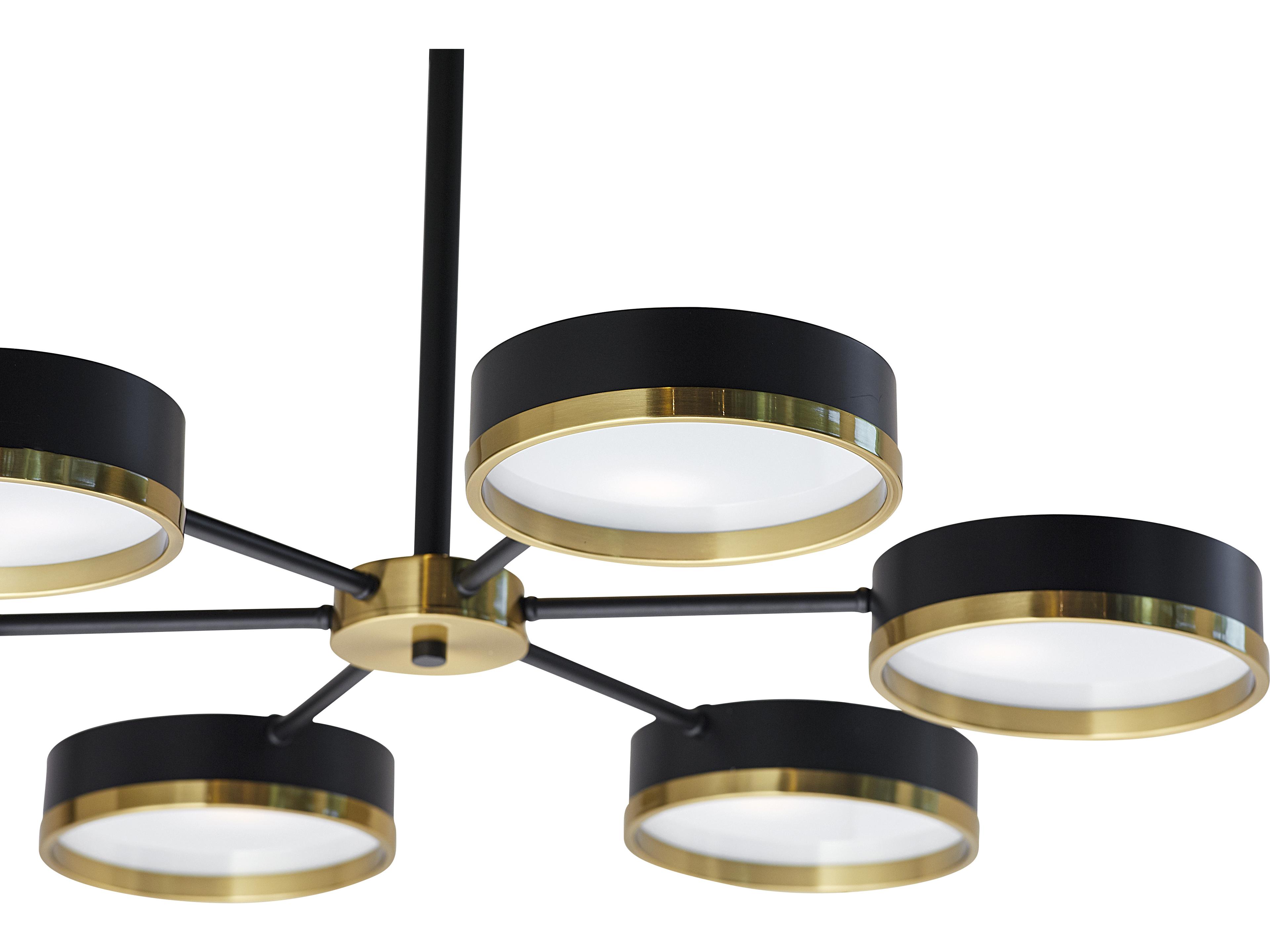 Sunpan Ikon 6-Light Gold Black Glass LED Geometric Round Chandelier
