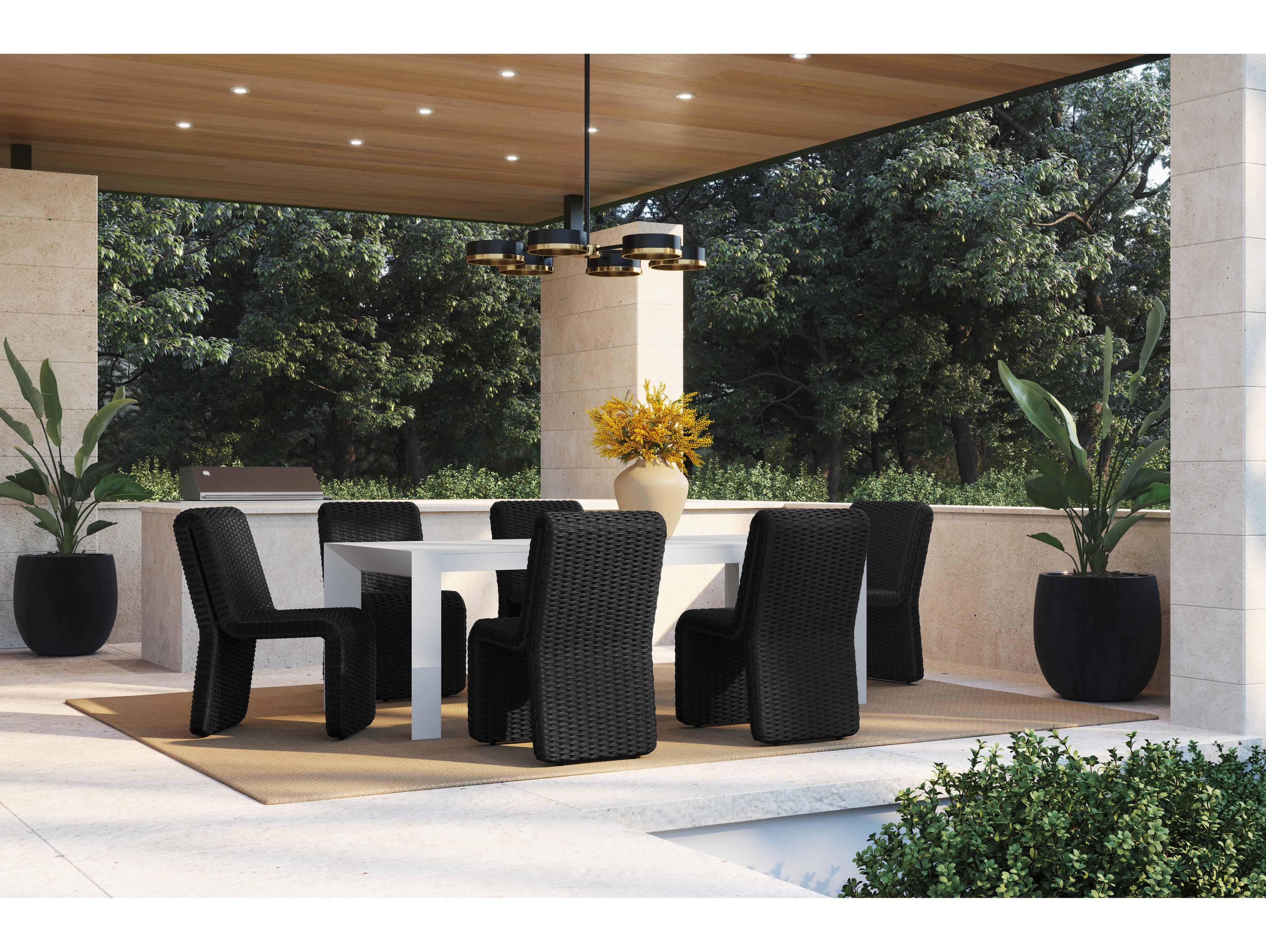 Sunpan Ikon 6-Light Gold Black Glass LED Geometric Round Chandelier