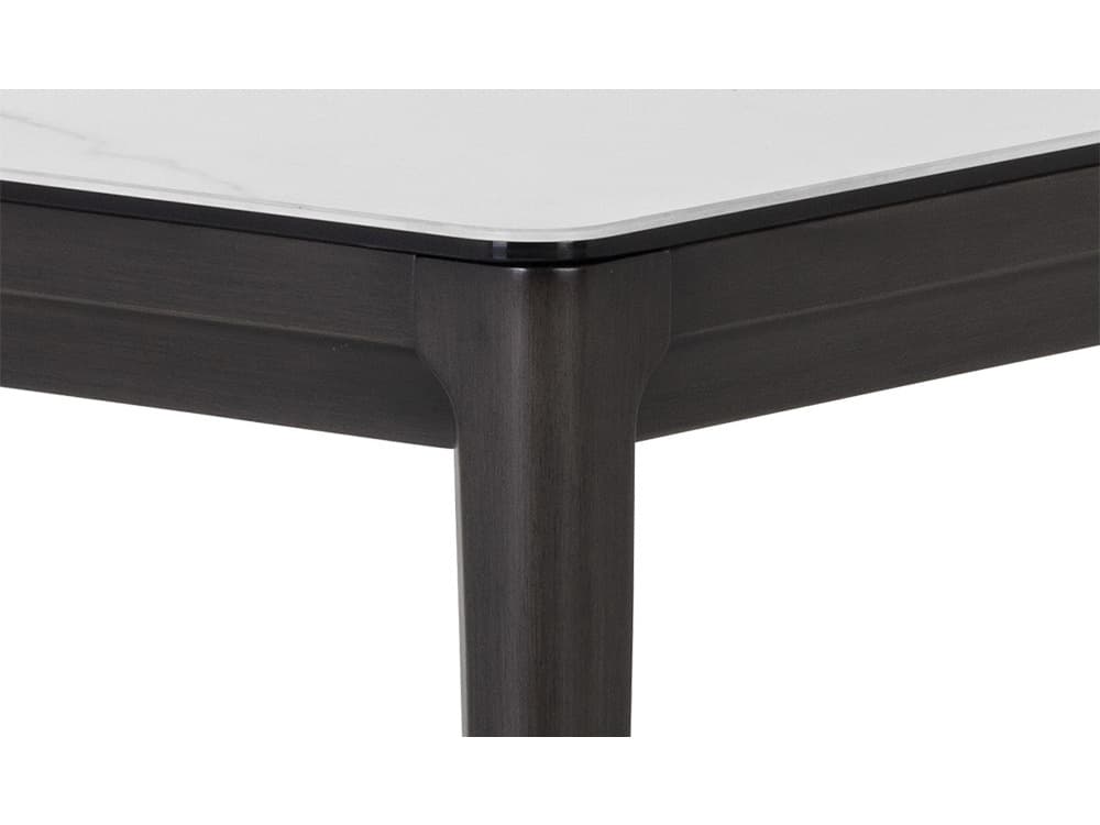 Sunpan Zenn Queens Rectangular Ceramic White Dark Grey Dining Table