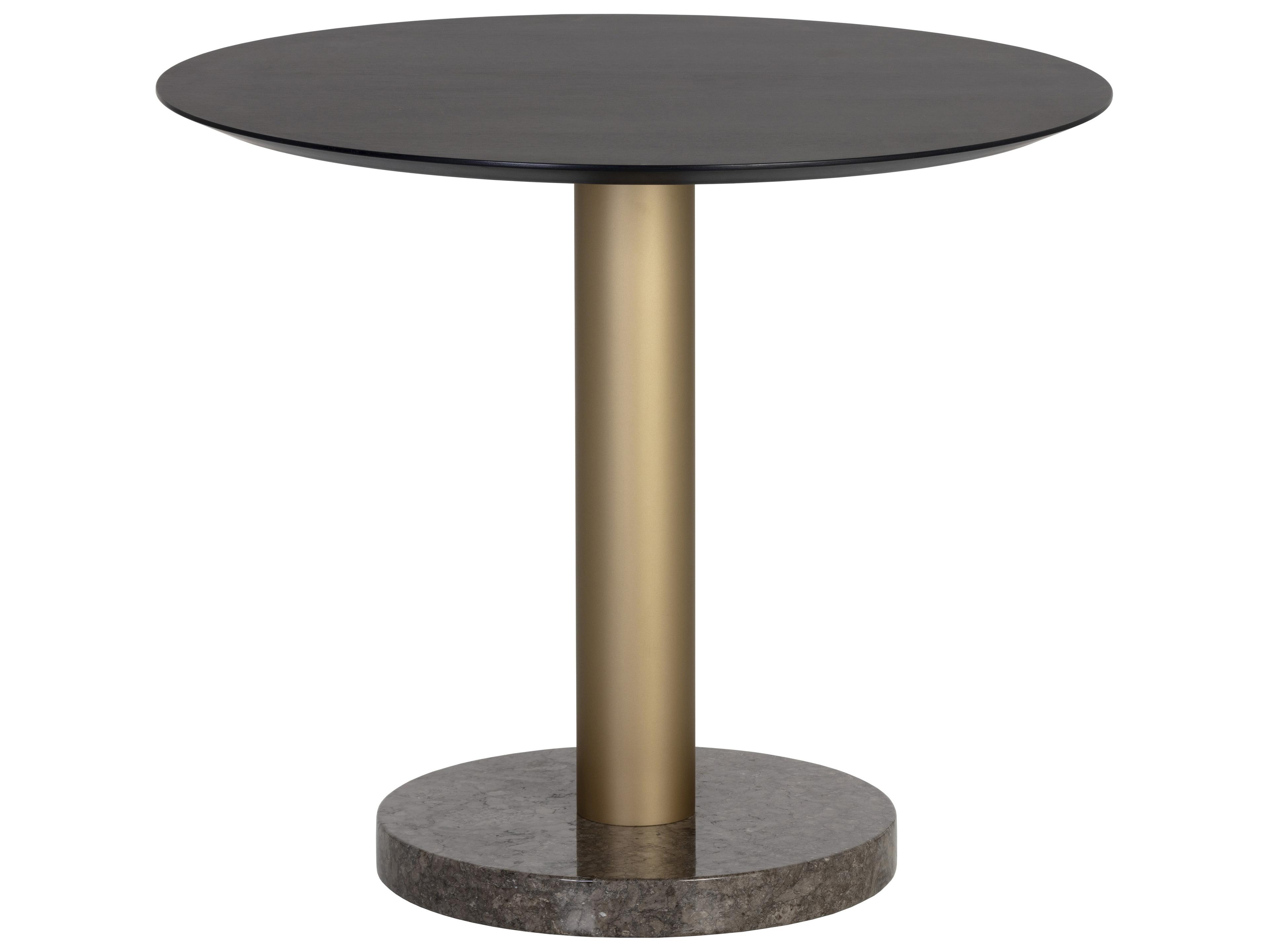 Sunpan Monaco Round Gold Grey Marble Charcoal Dining Table