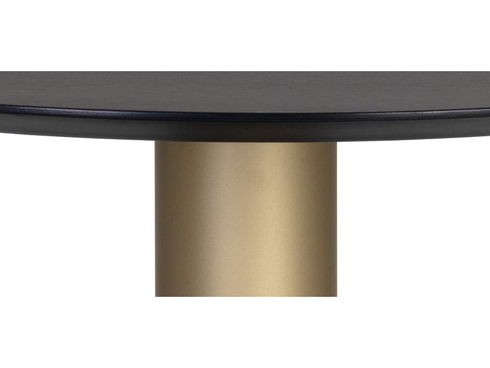 Sunpan Monaco Round Wood Gold Grey Marble Charcoal Dining Table