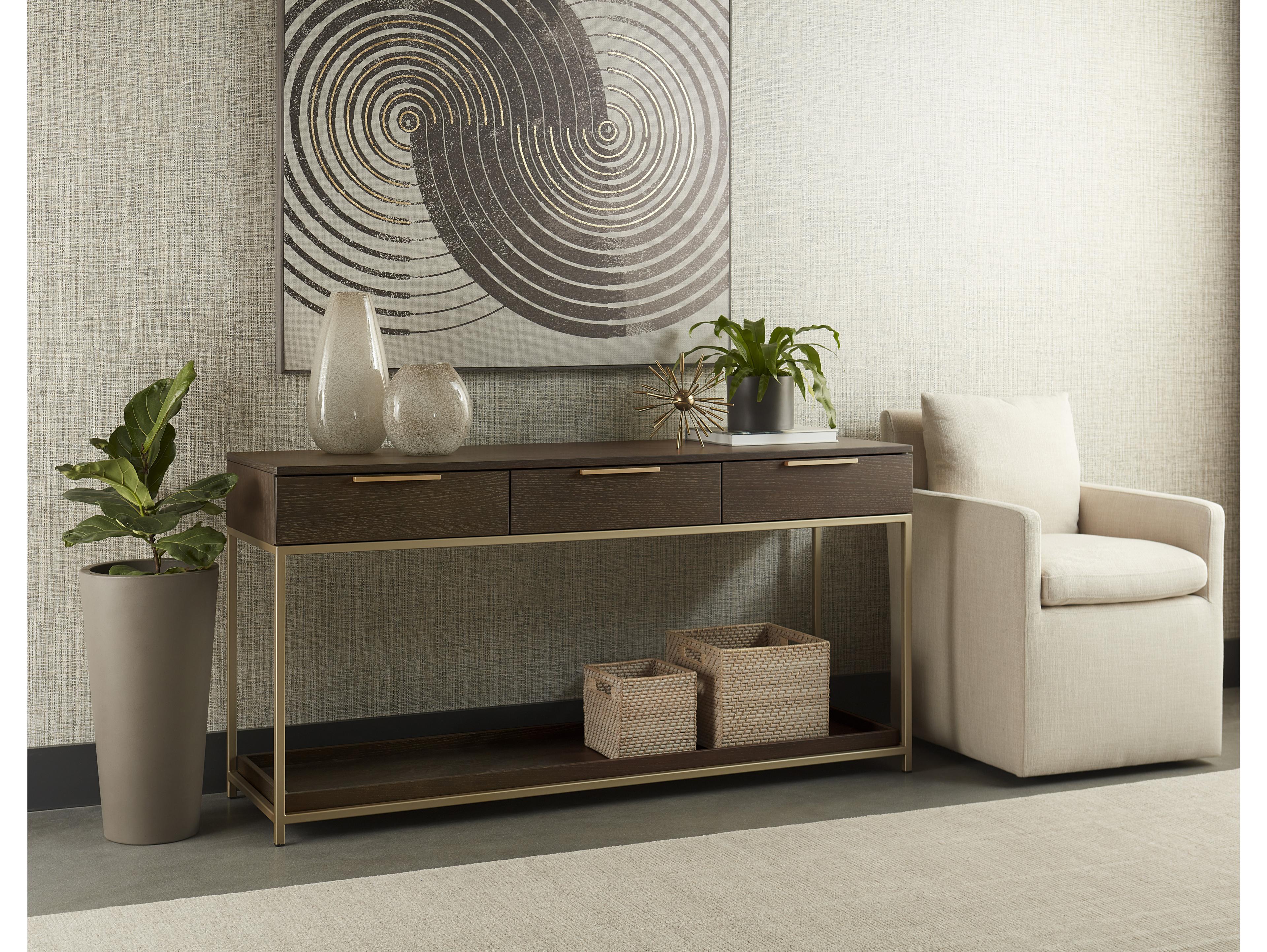 Sunpan Rebel Rectangular Wood Gold Charcoal Grey Console Table