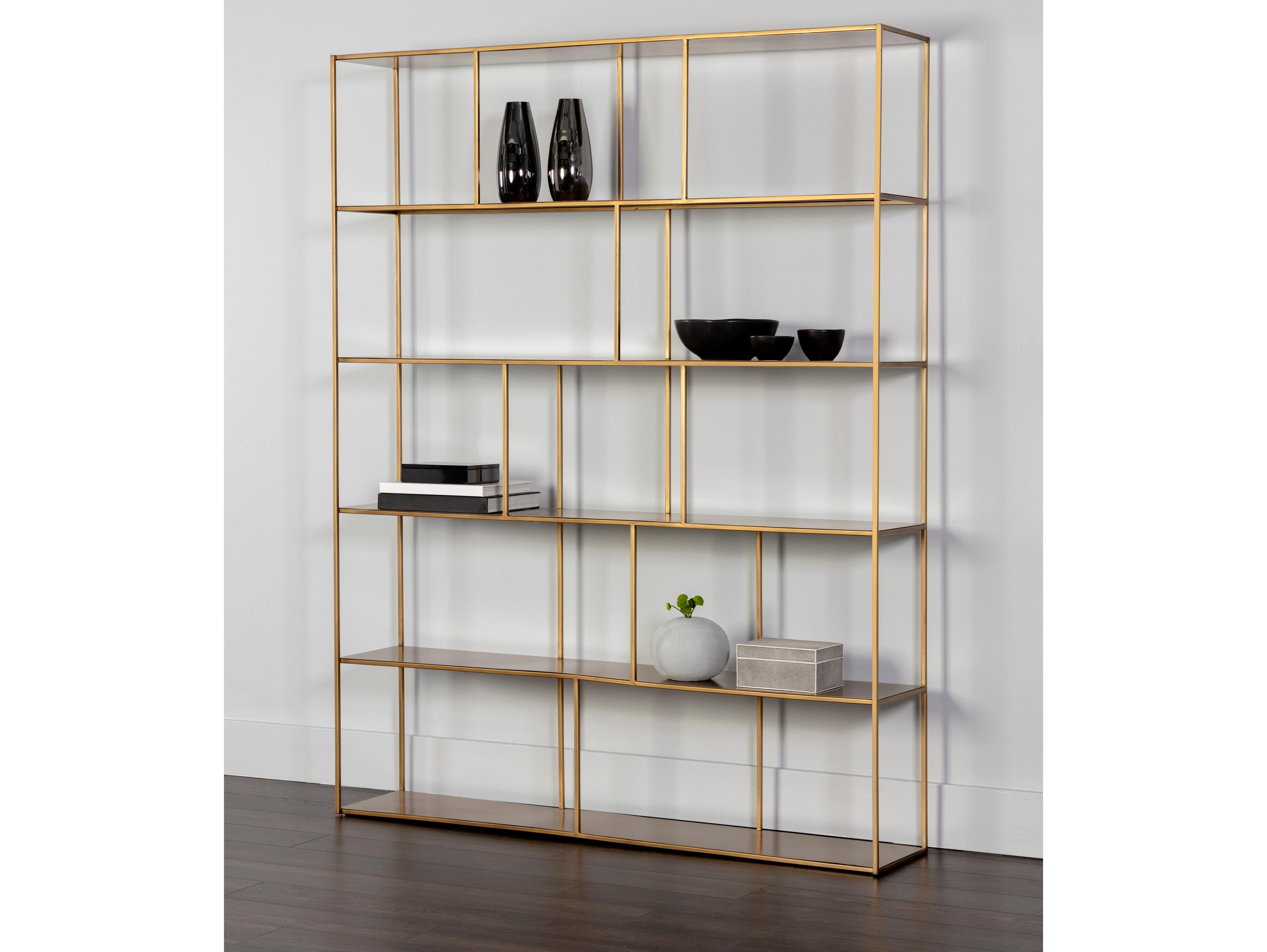 Sunpan Mixt Antique Brass Bookcase