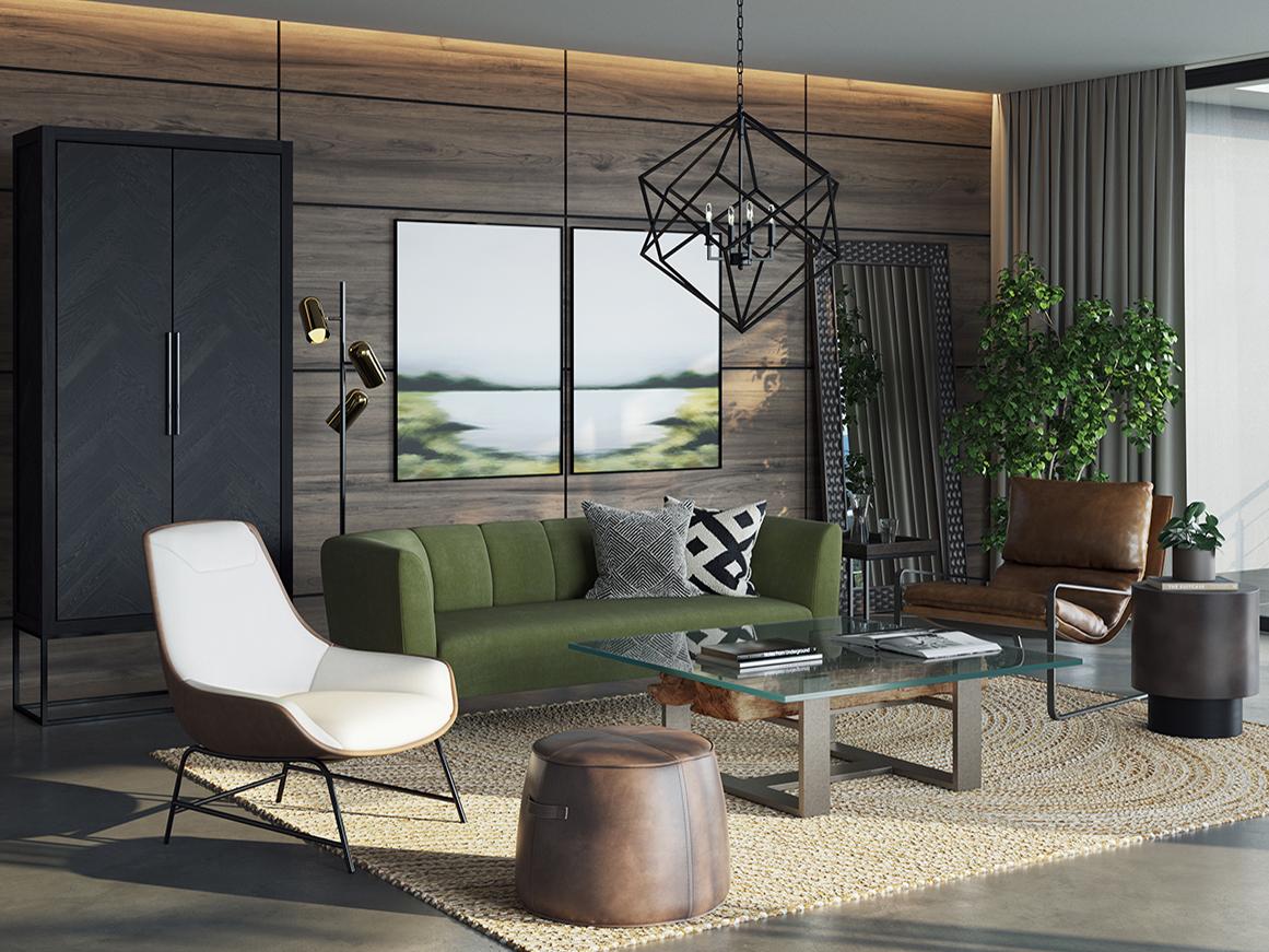 Sunpan Magnolia Evergreen Upholstered Sofa