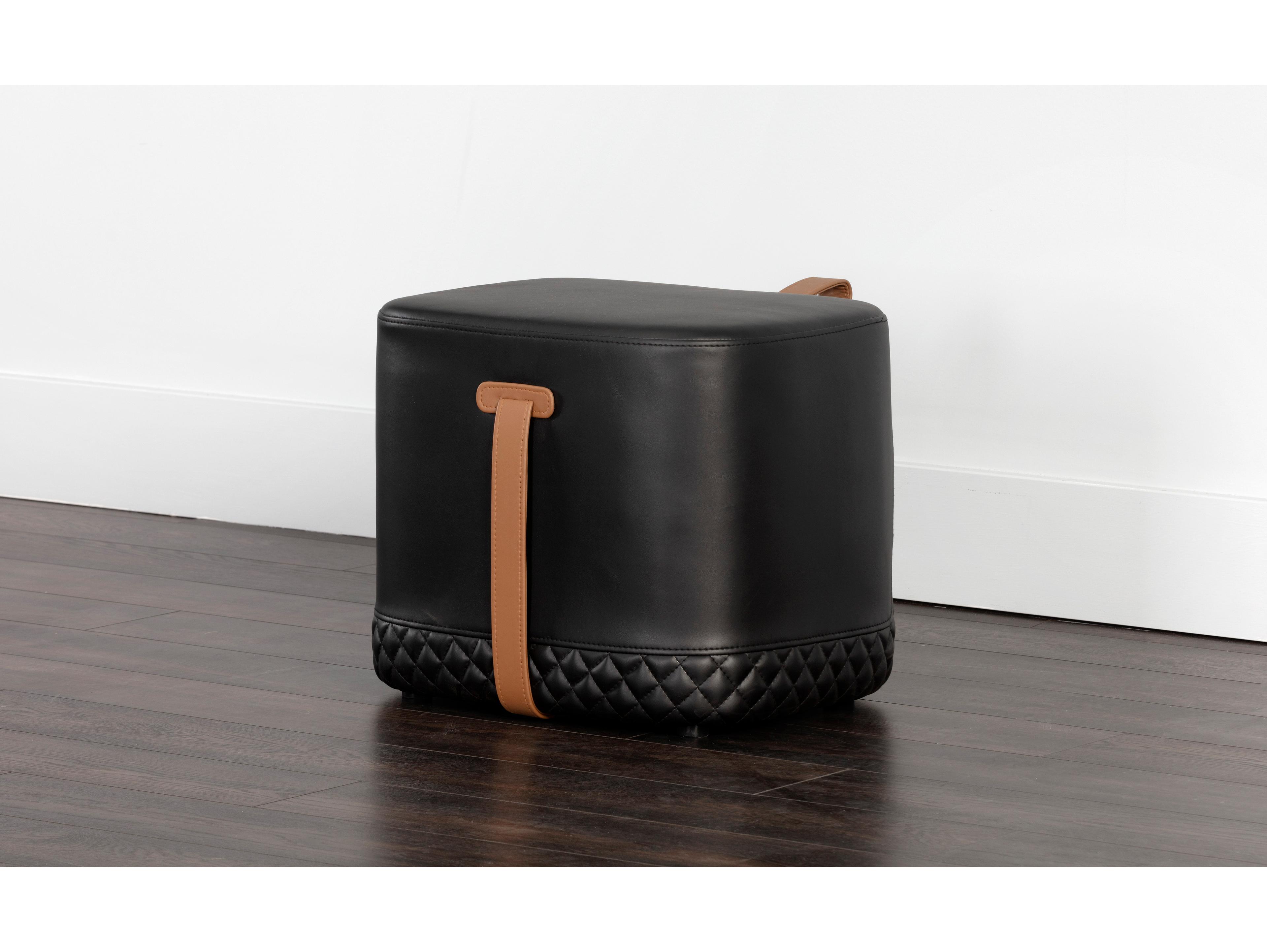 Sunpan Ikon Axio Faux Leather: Napa Black Ottoman