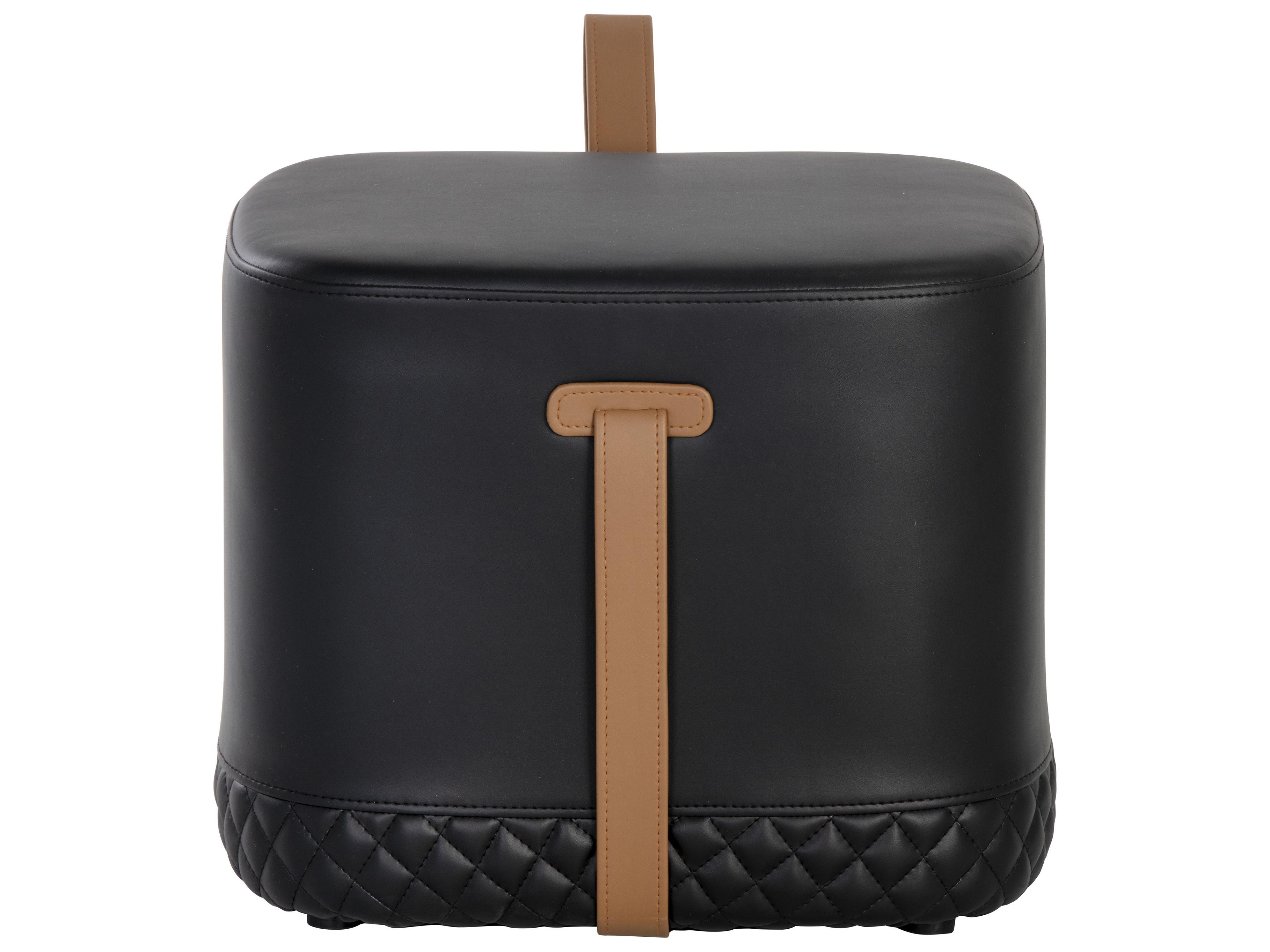 Sunpan Ikon Axio Faux Leather: Napa Black Ottoman
