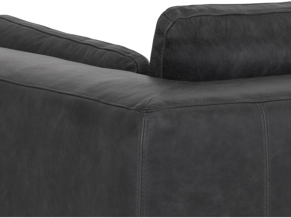 Sunpan Irongate Burr Serbia Black Brass Leather Sofa