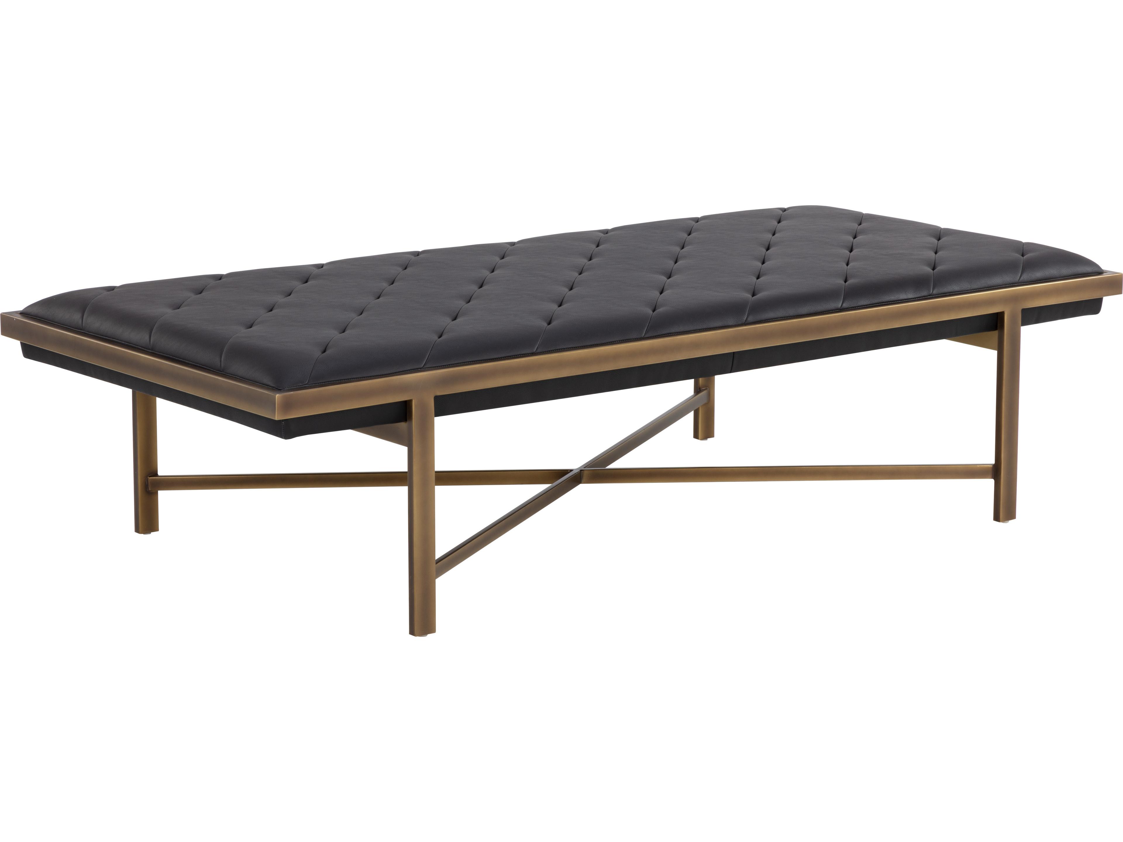 Sunpan Kayla Vintage Black Faux Leather Accent Bench