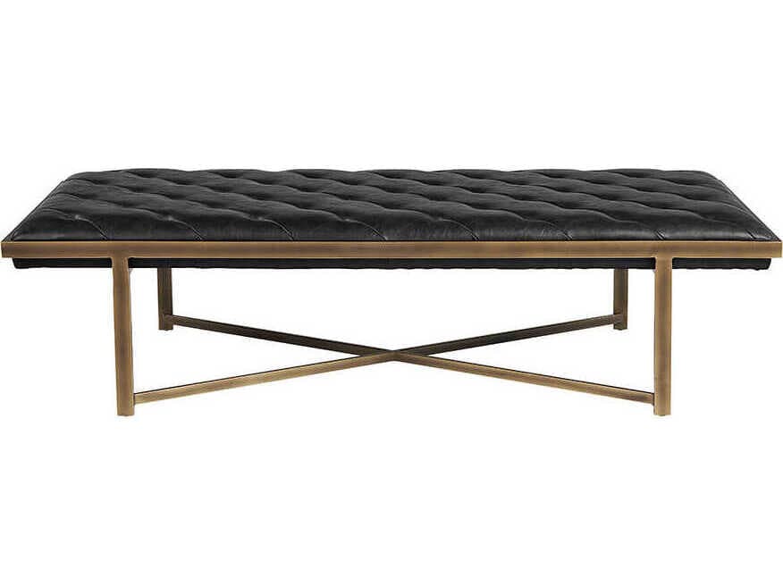 Sunpan Kayla Vintage Black Faux Leather Accent Bench