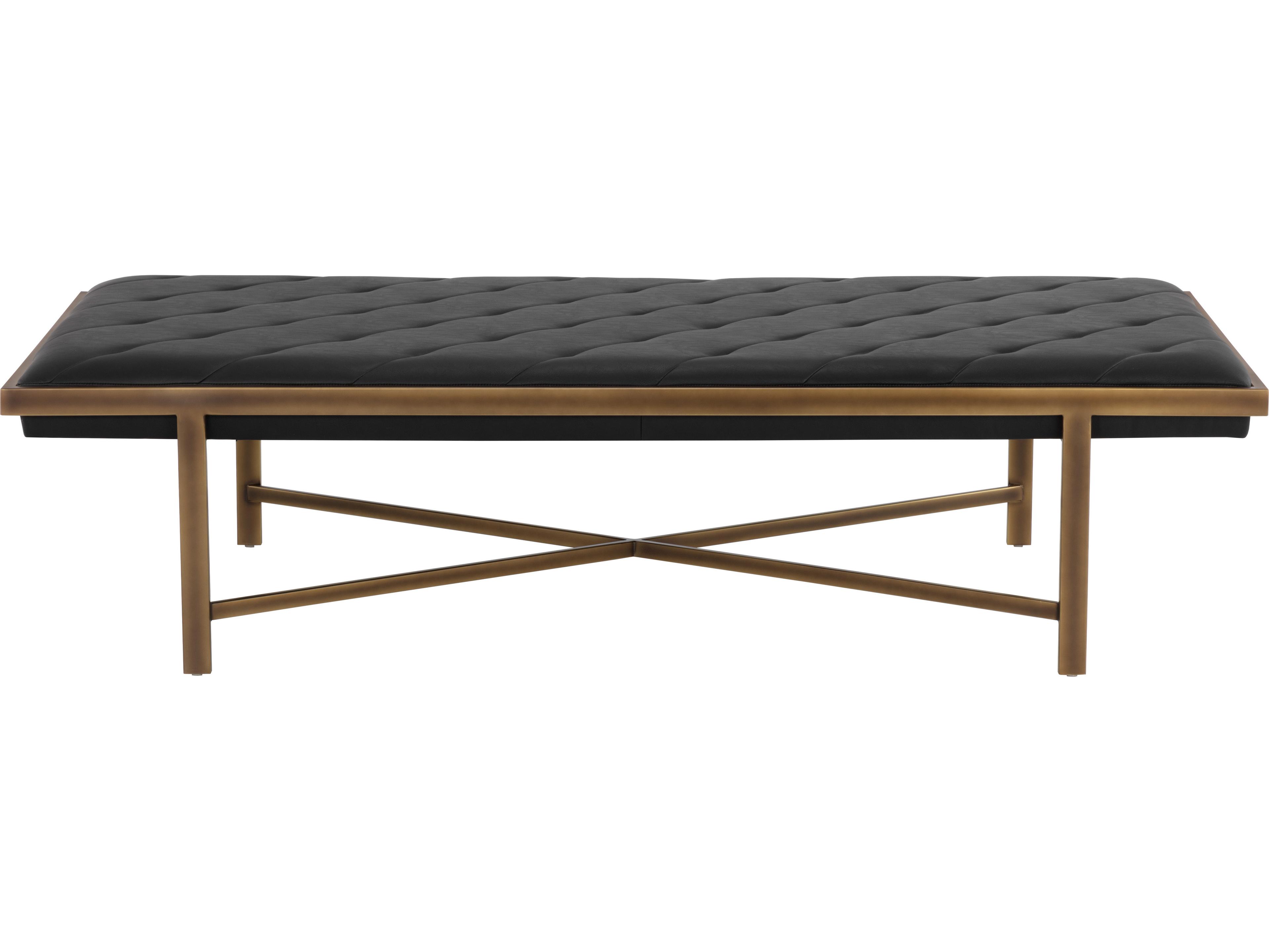 Sunpan Kayla Vintage Black Faux Leather Accent Bench
