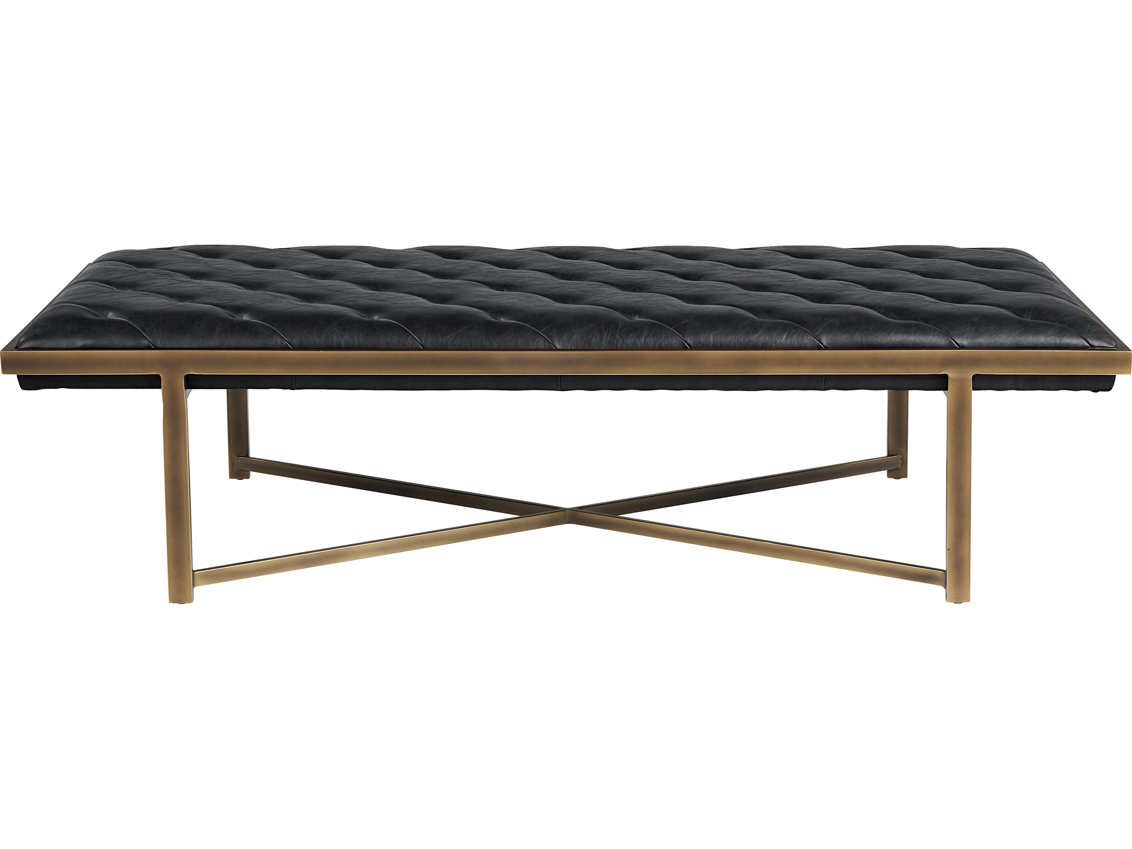Sunpan Kayla Vintage Black Faux Leather Accent Bench