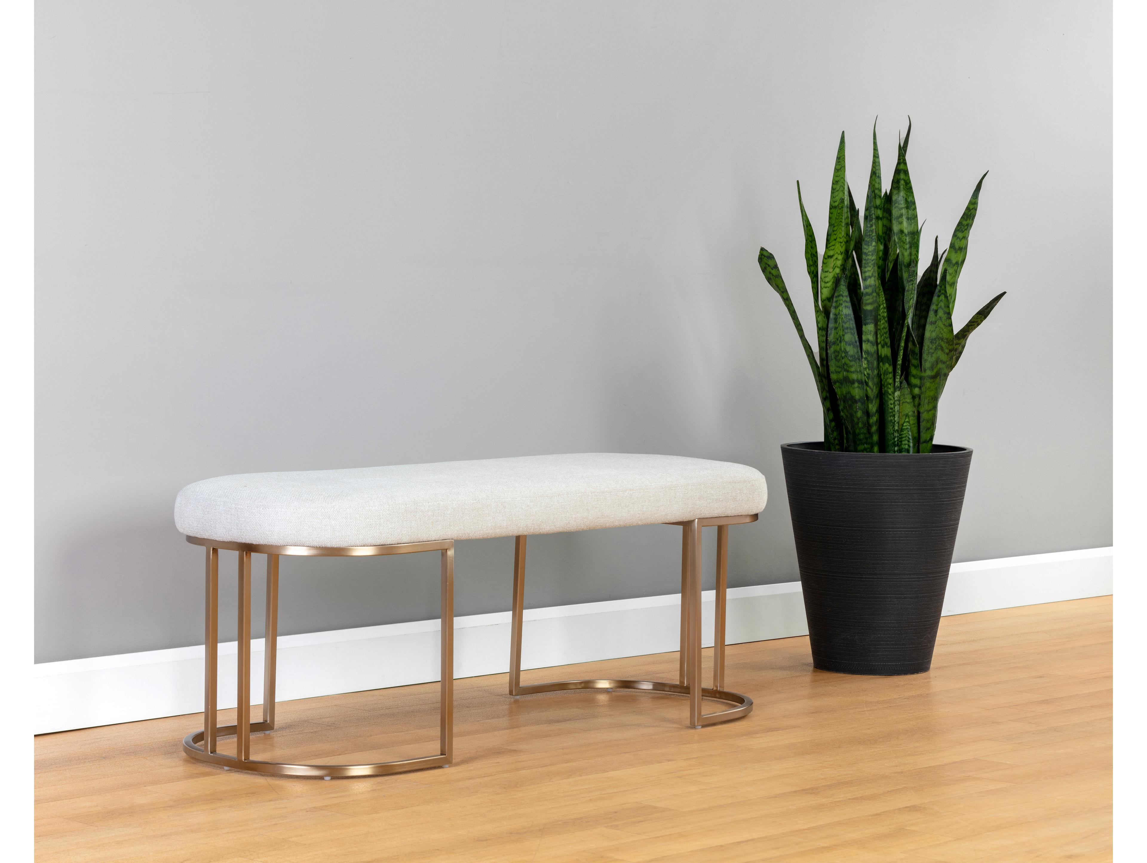 Sunpan Rayla Belfast Oatmeal Beige Upholstered Accent Bench