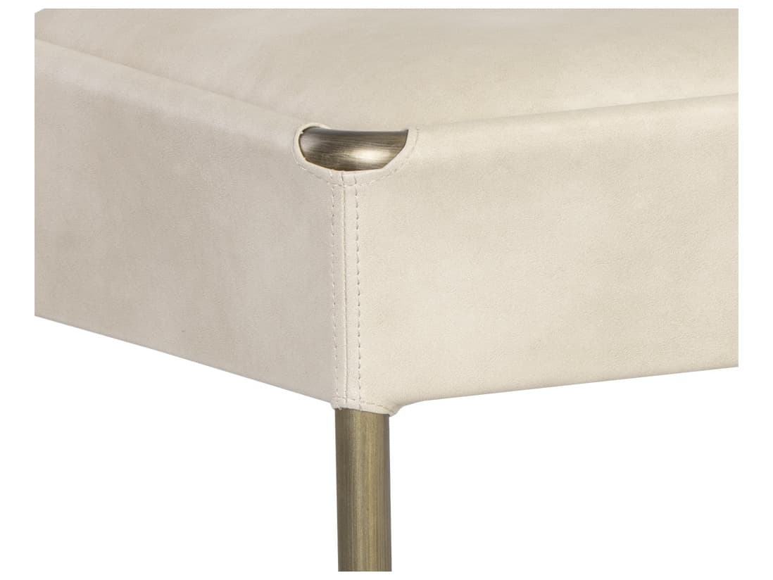 Sunpan Ikon Bravo Cream Antique Brass Faux Leather Accent Bench