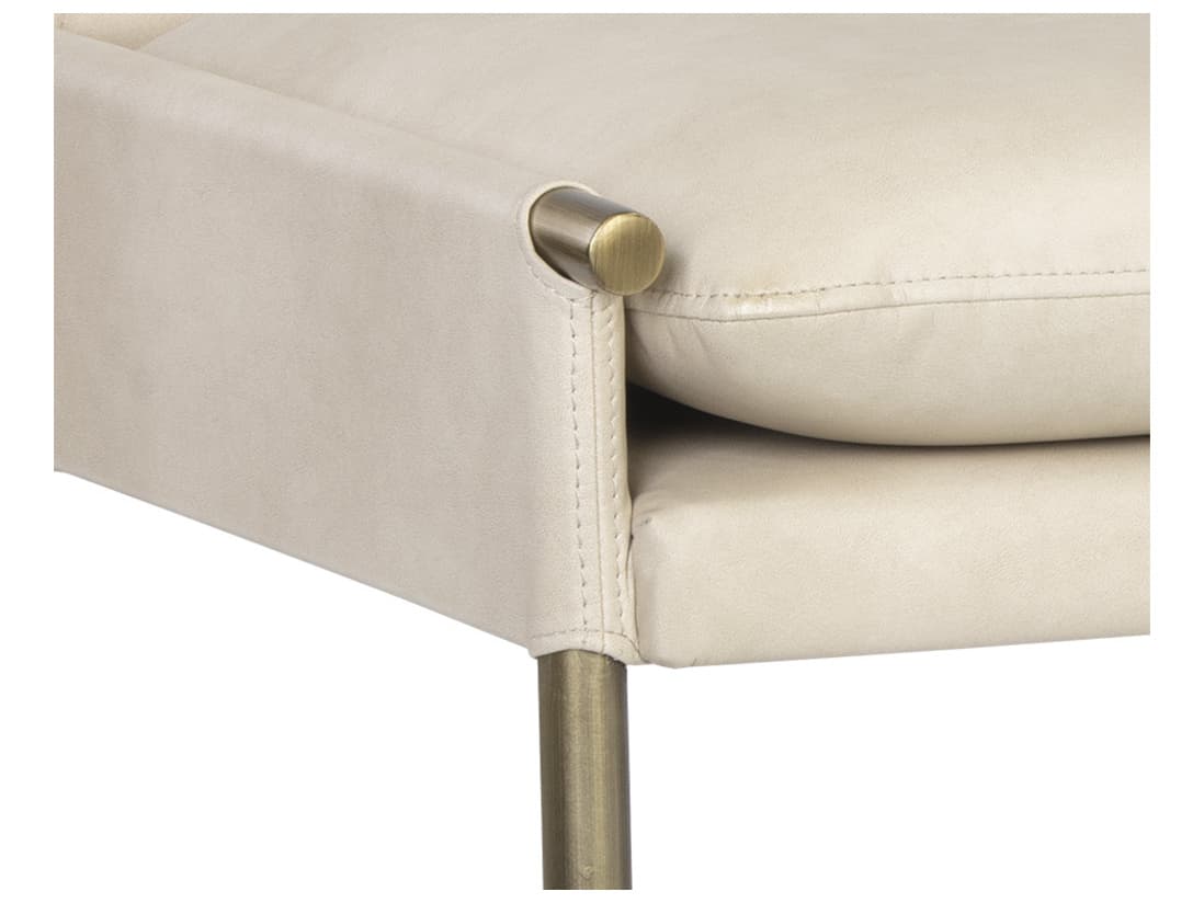 Sunpan Ikon Bravo Cream Antique Brass Faux Leather Accent Bench