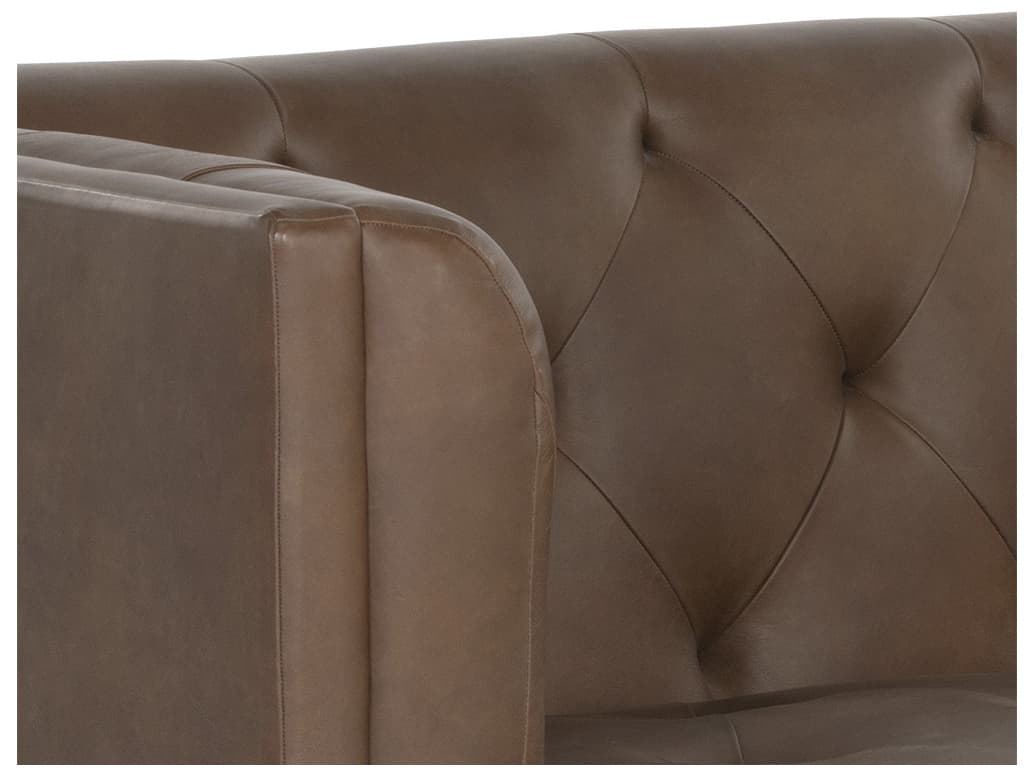 Sunpan Westin Vintage Caramel Leather Brown Upholstered Sofa