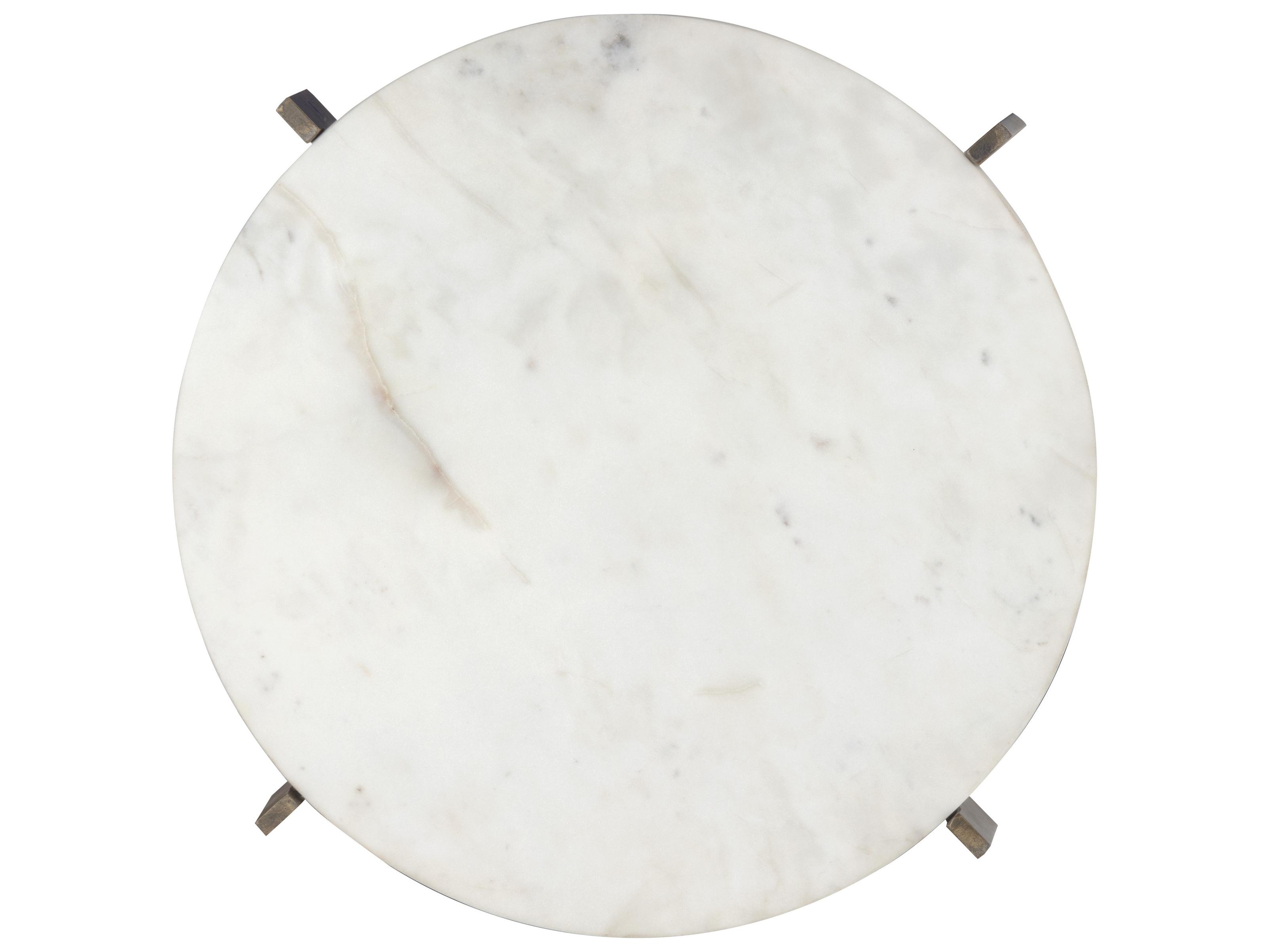 Sunpan Anak Round Marble White Antique Brass End Table