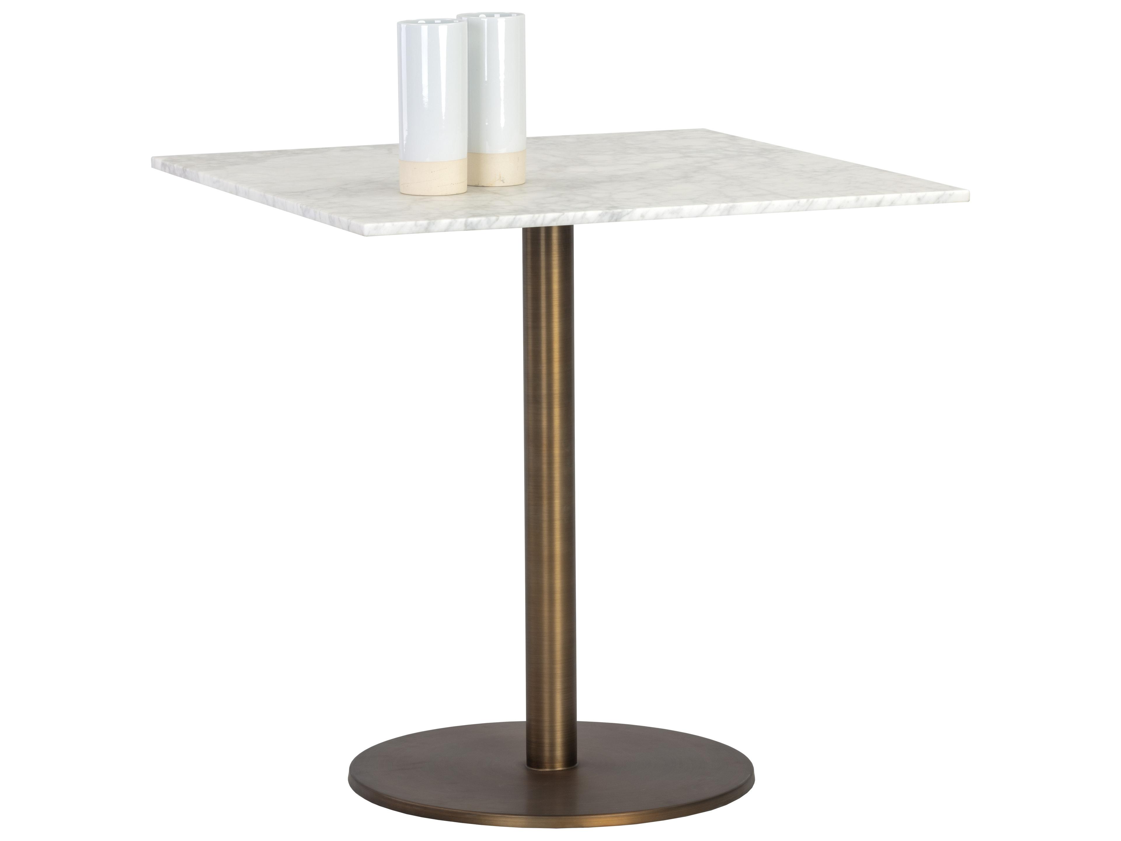 Sunpan Ikon Enco Square Marble White Antique Bronze Dining Table