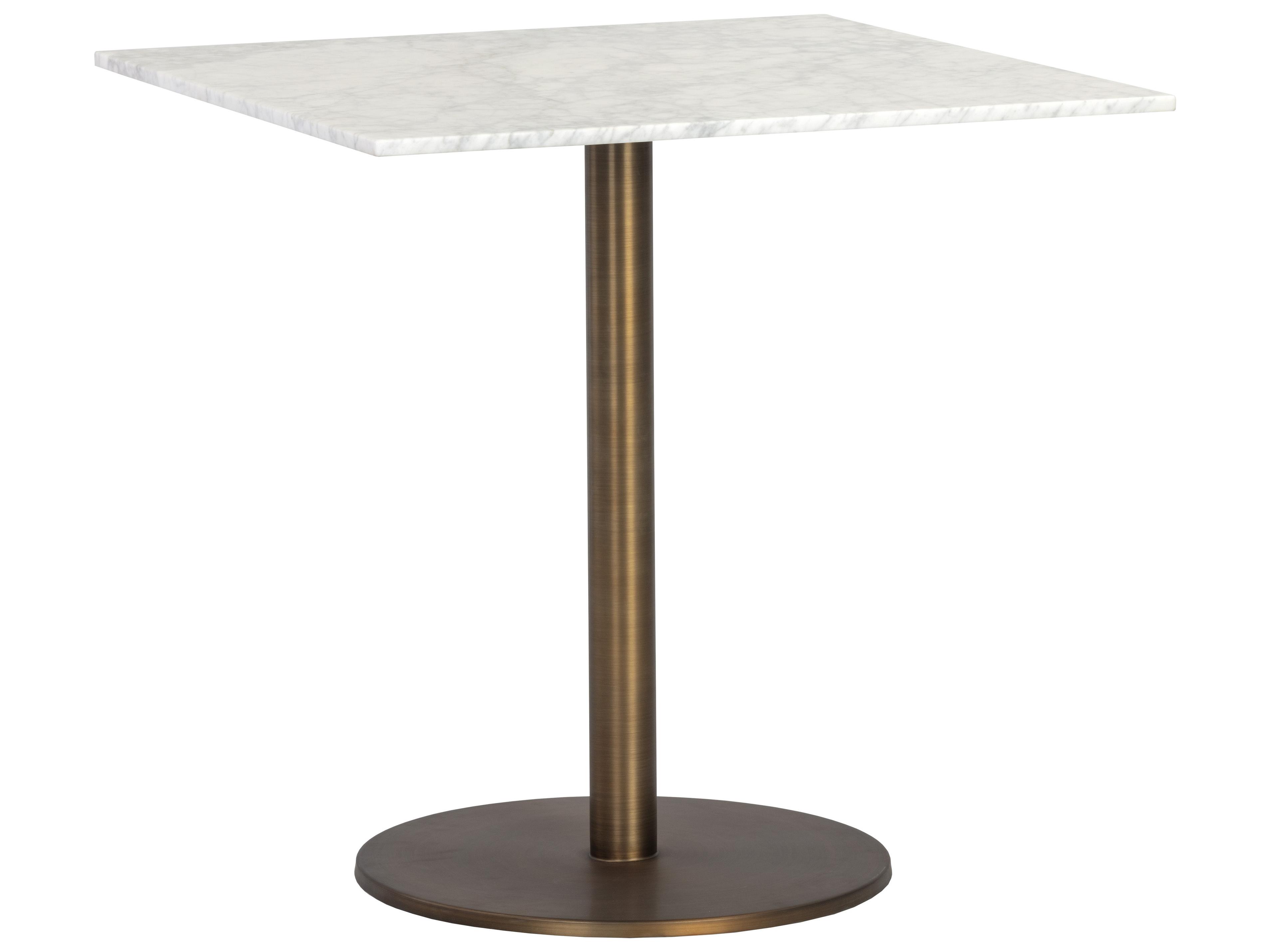 Sunpan Ikon Enco Square Marble White Antique Bronze Dining Table