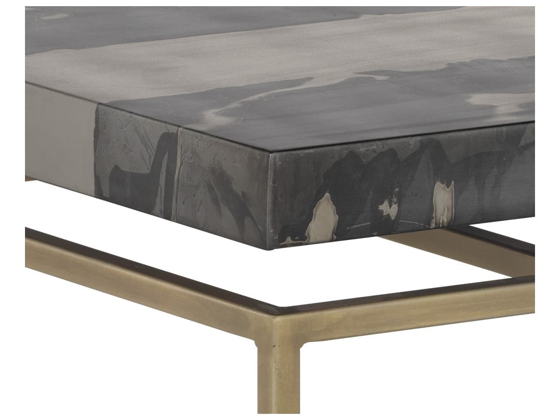Sunpan Toreno Rectangular Metal Antique Brass Coffee Table