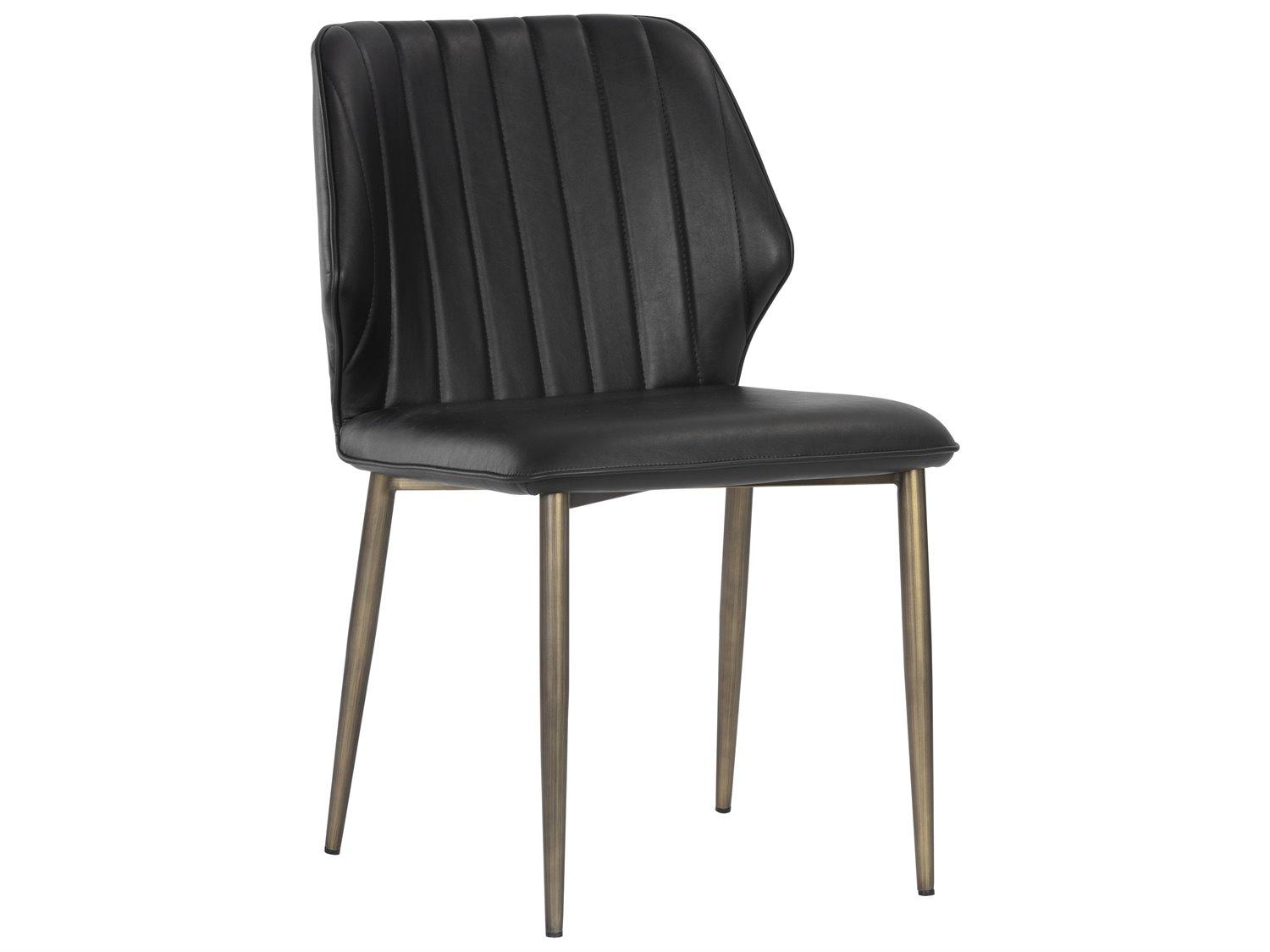 Sunpan Ikon Black Faux Leather Side Dining Chair