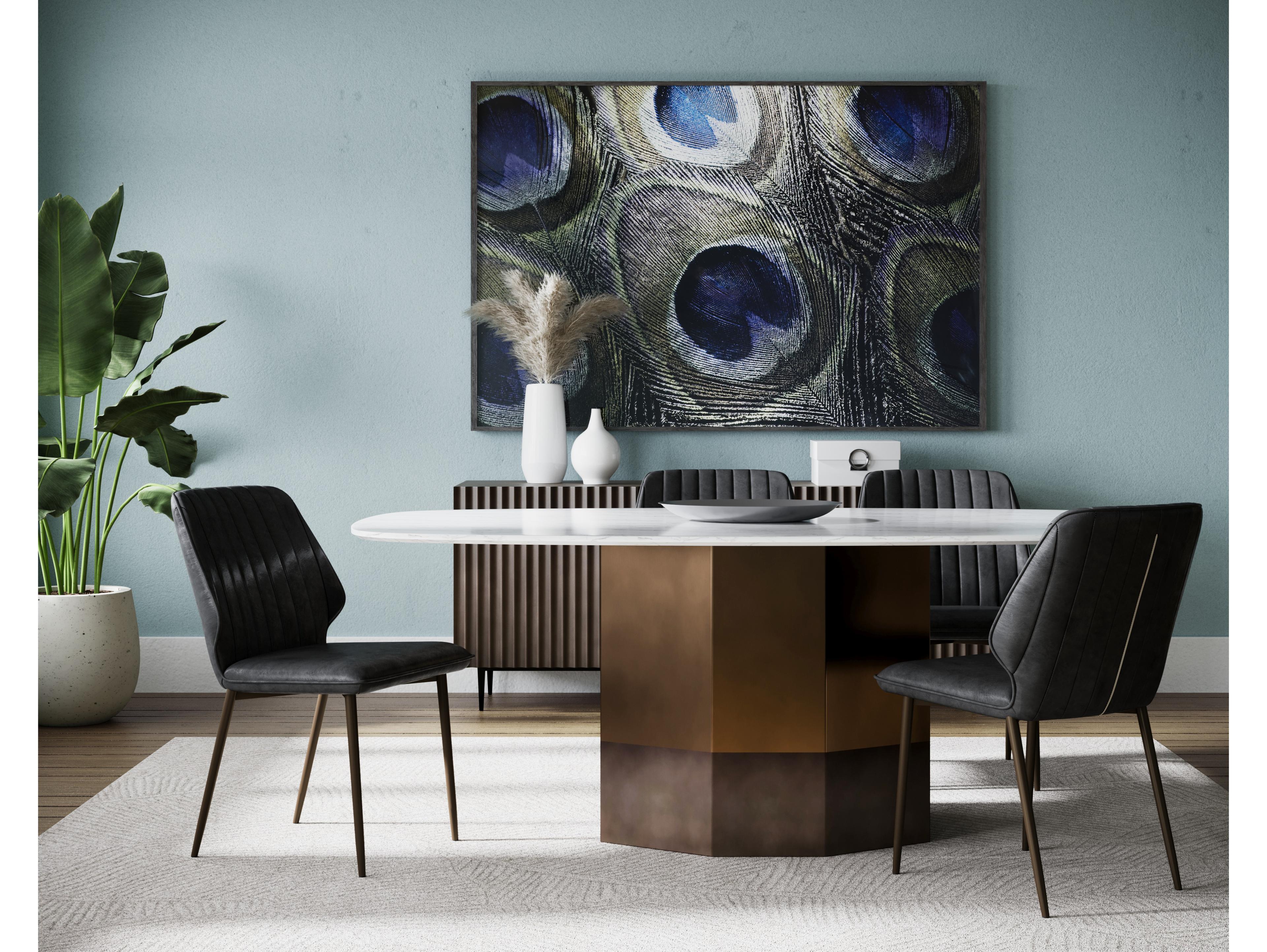 Sunpan Ikon Black Faux Leather Side Dining Chair