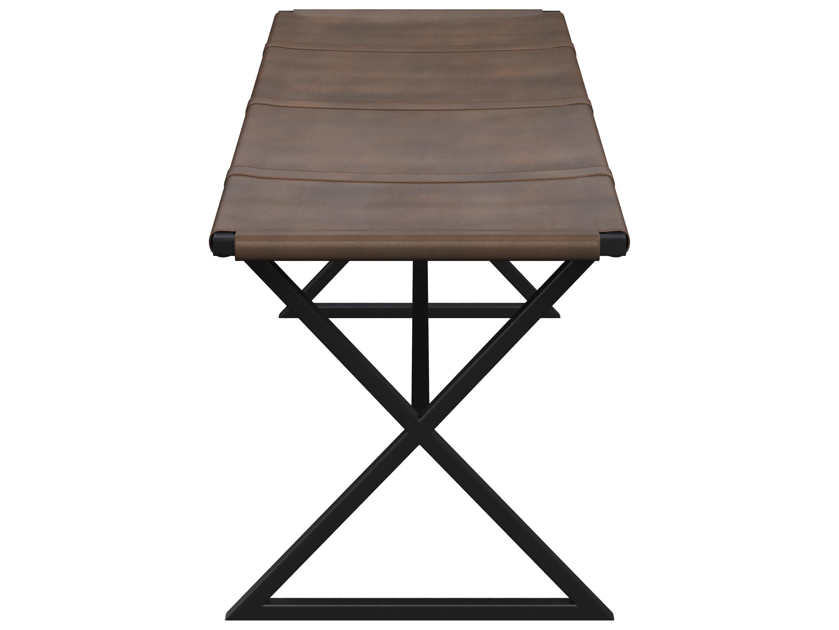 Sunpan Matte Black Leather Accent Bench