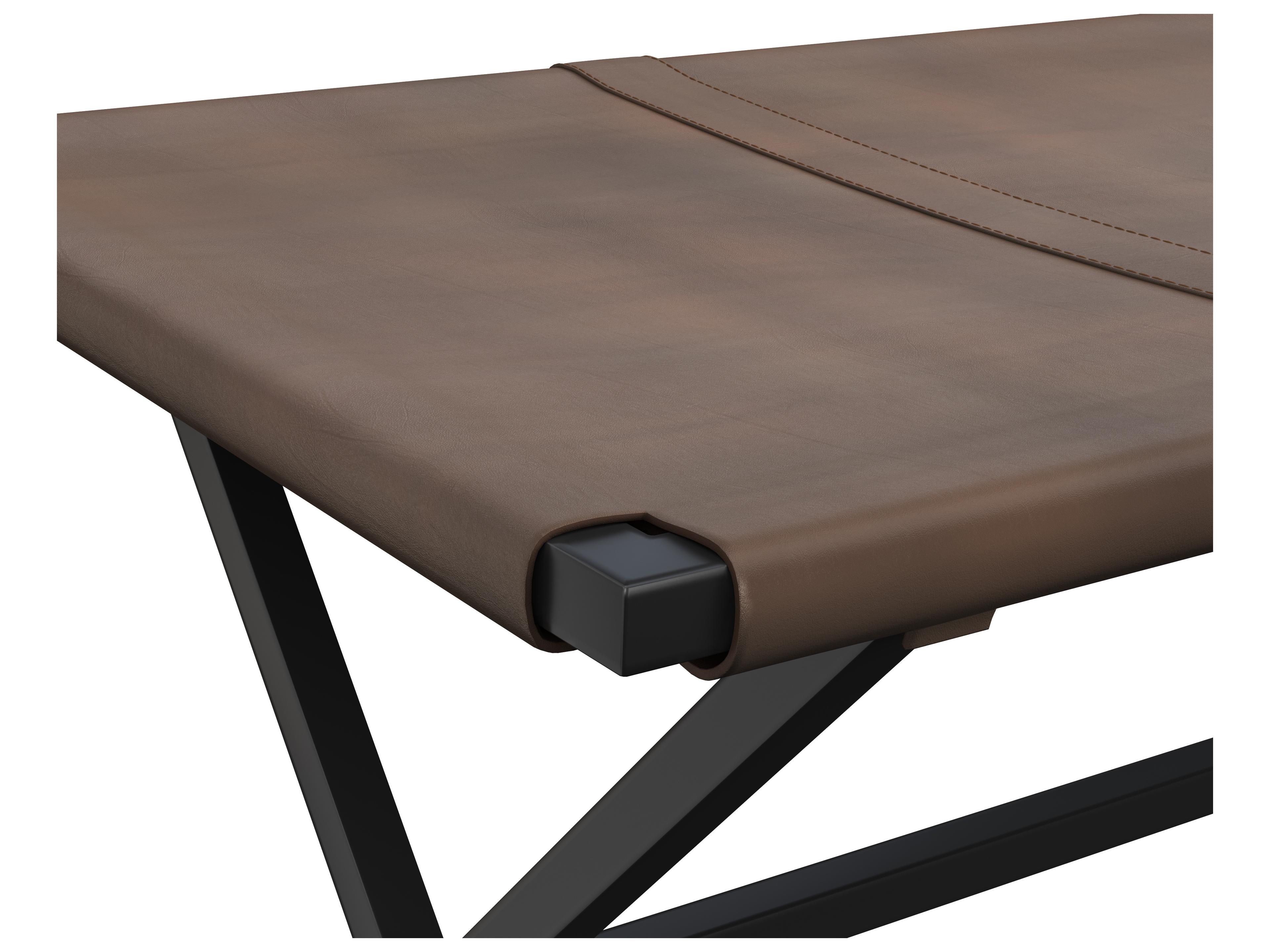 Sunpan Matte Black Leather Accent Bench