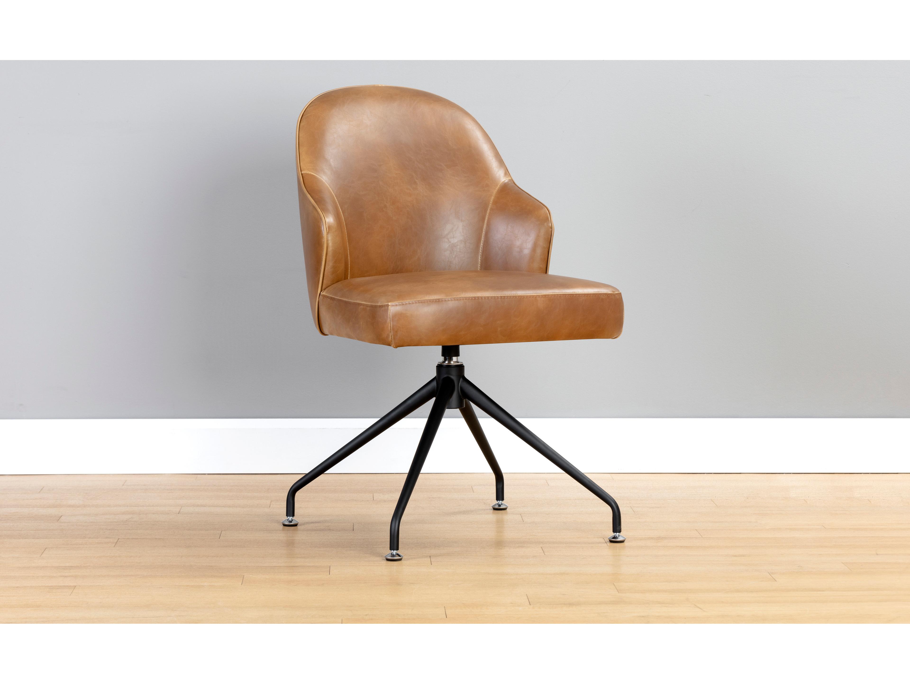 Sunpan Bretta Brown Faux Leather Armless Dining Chair