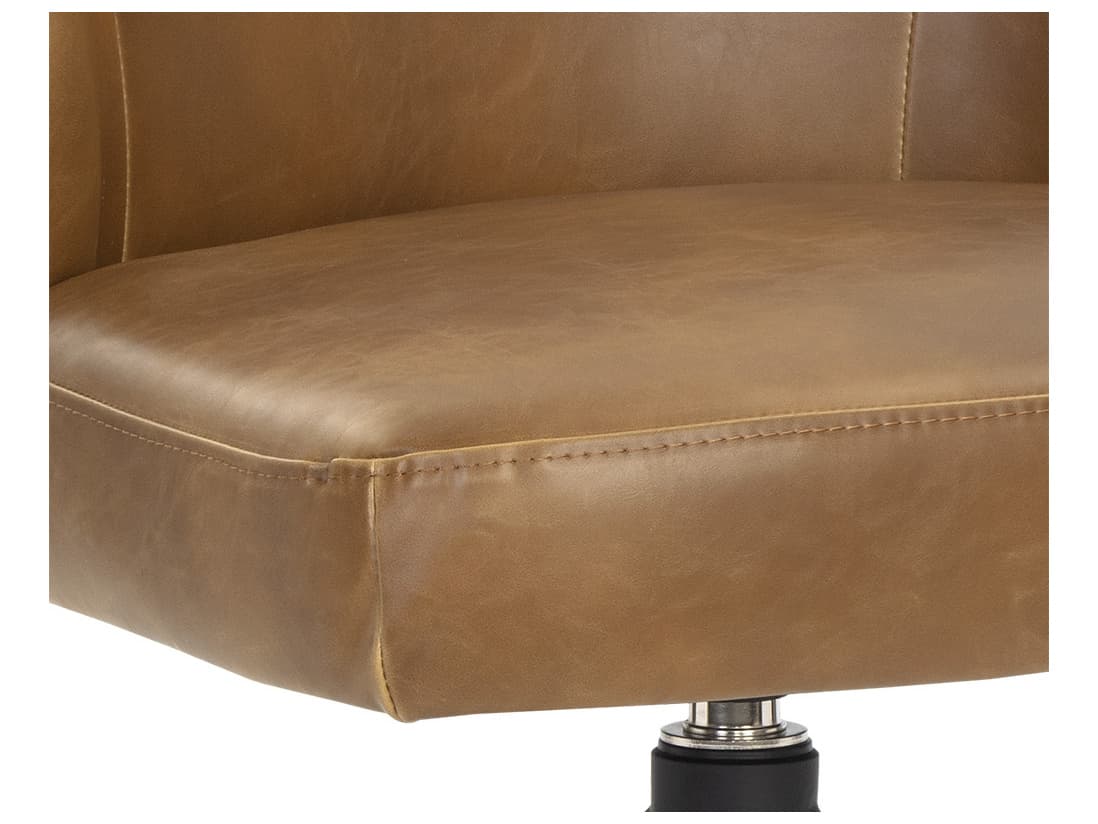 Sunpan Bretta Brown Faux Leather Armless Dining Chair