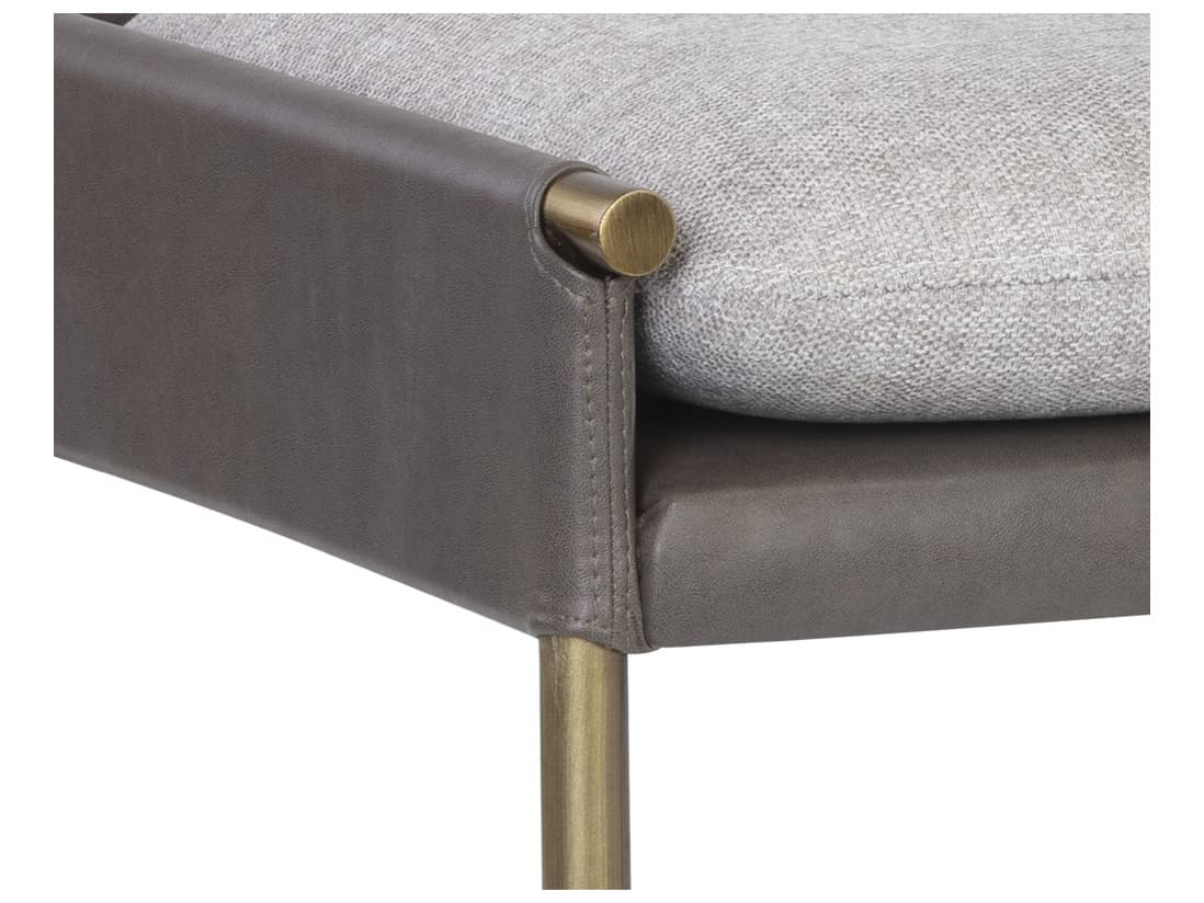 Sunpan Ikon Antique Brass Gray Upholstered Accent Bench