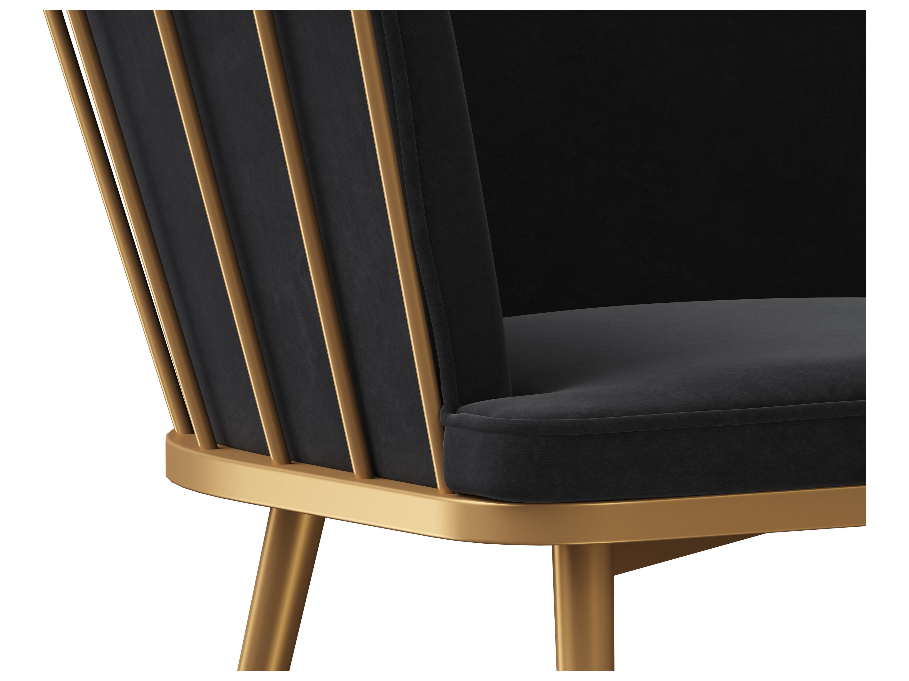 Sunpan Ikon Caily Black Upholstered Arm Dining Chair