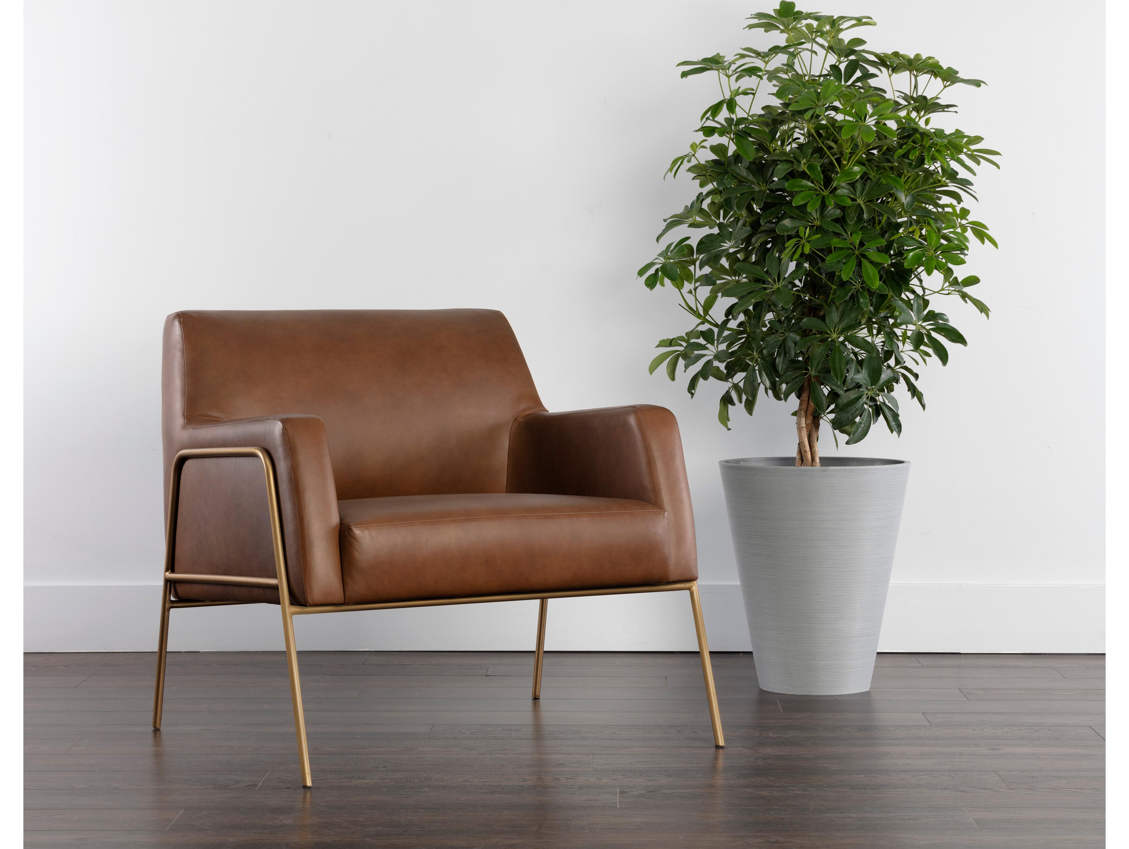 Sunpan Mixt Cybil Brown Leather Accent Chair