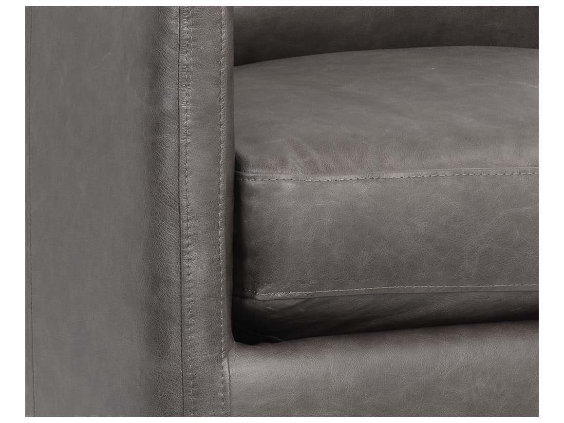Sunpan Portman Swivel Gray Leather Accent Chair